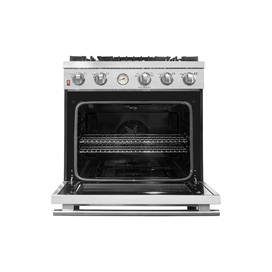 Forno Alta Qualita 30-Inch Gas Range with 4 Burners & Temperature Gauge in Stainless Steel (FFSGS6228-30S)