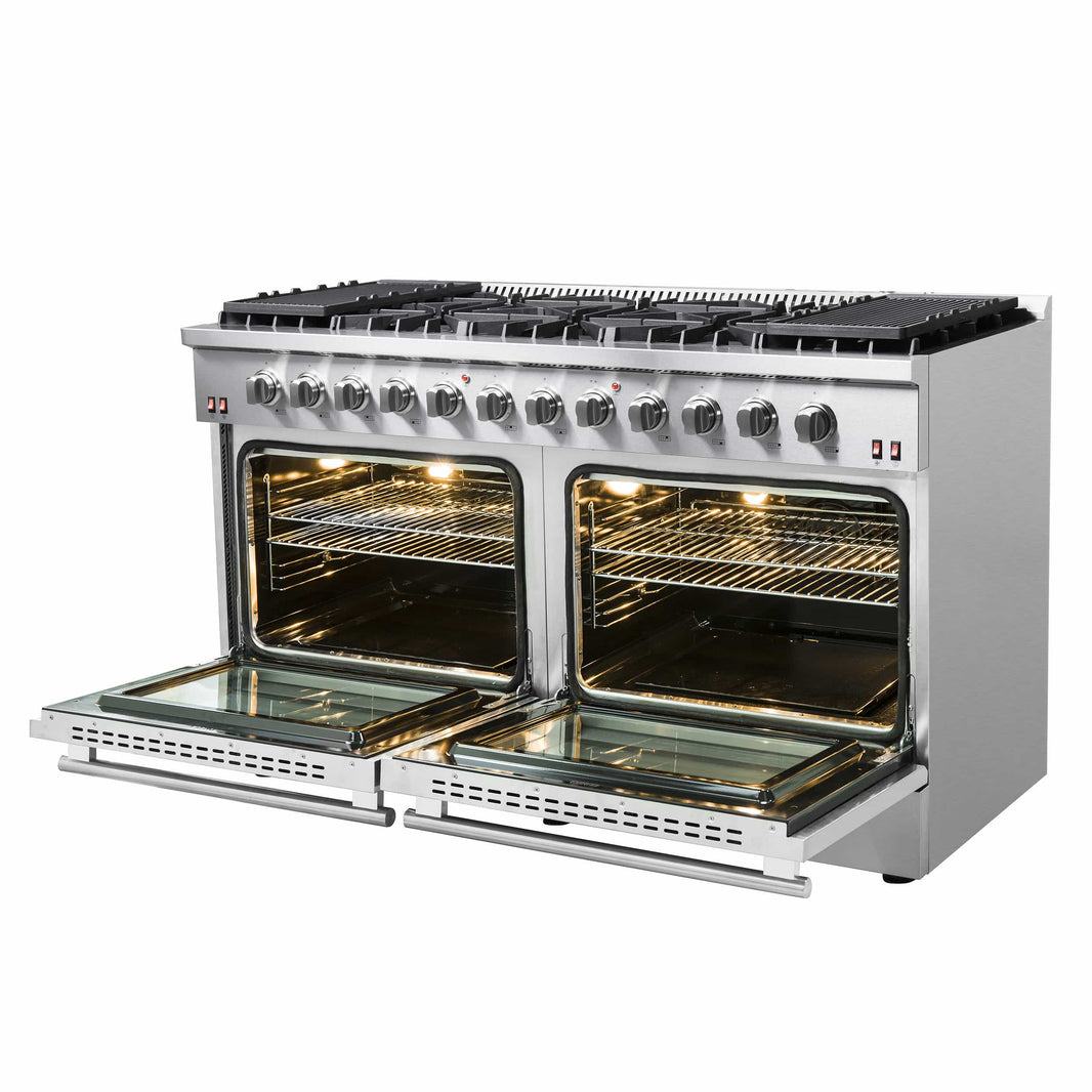 Forno Galiano 60-Inch Gas Range with 10 Burners in Stainless Steel (FFSGS6244-60)