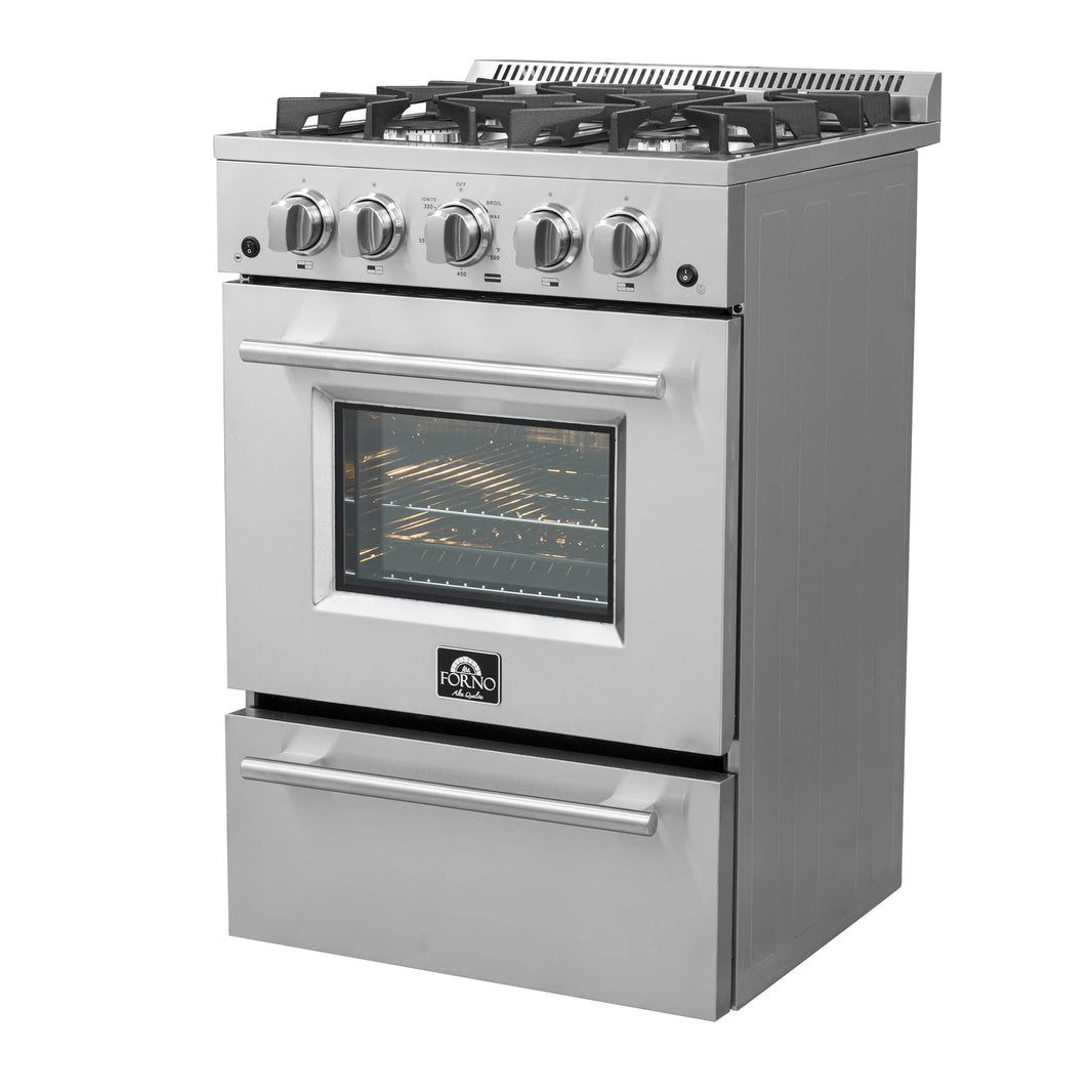 Forno 24-Inch Gas Range with 4 Burners and 38,000 BTUs in Stainless Steel (FFSGS6272-24)