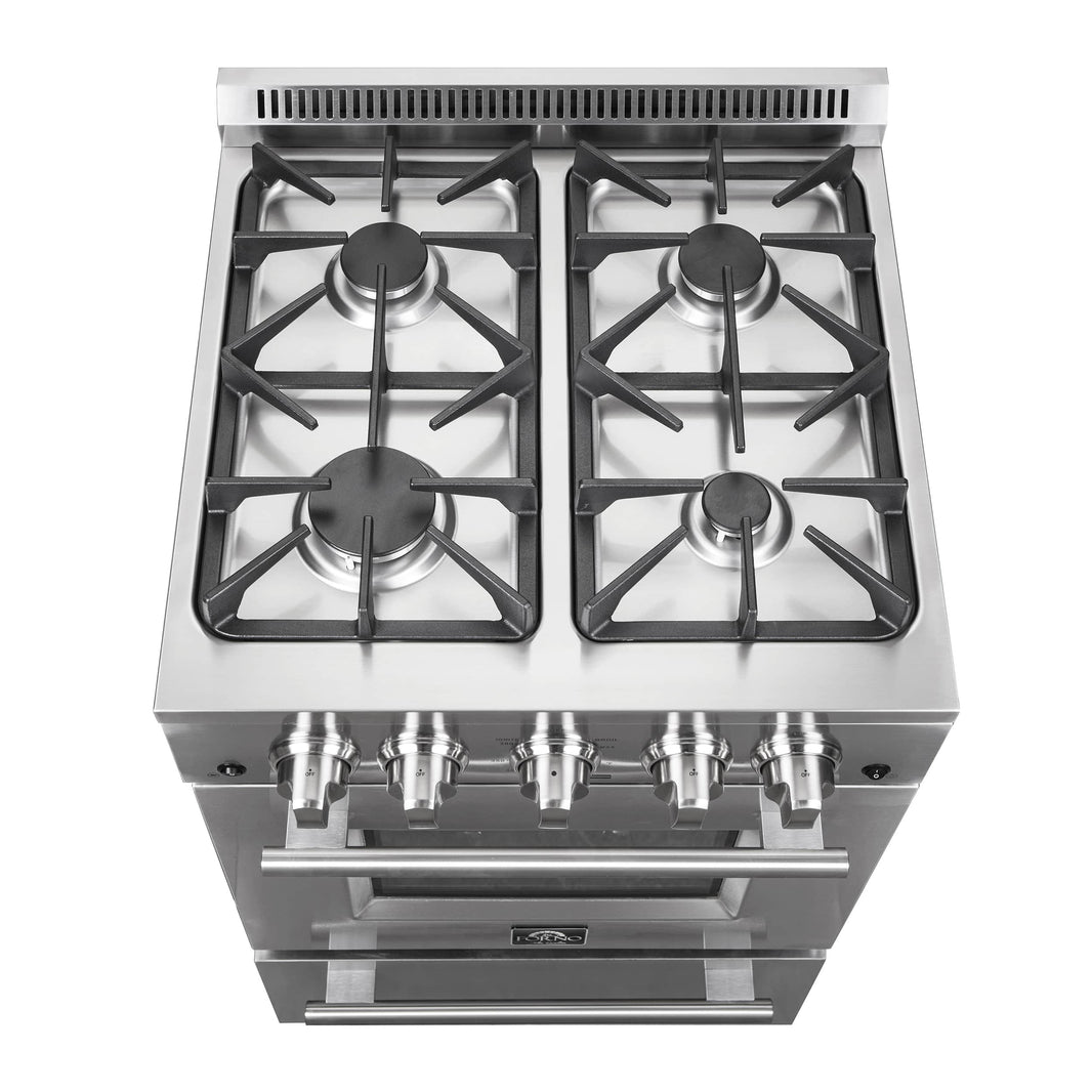 Forno 24-Inch Gas Range with 4 Burners and 38,000 BTUs in Stainless Steel (FFSGS6272-24)