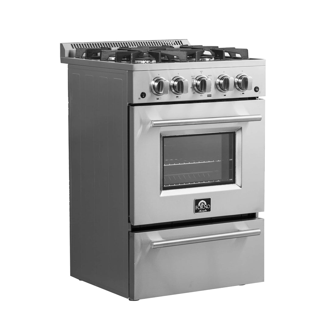 Forno 24-Inch Gas Range with 4 Burners and 38,000 BTUs in Stainless Steel (FFSGS6272-24)