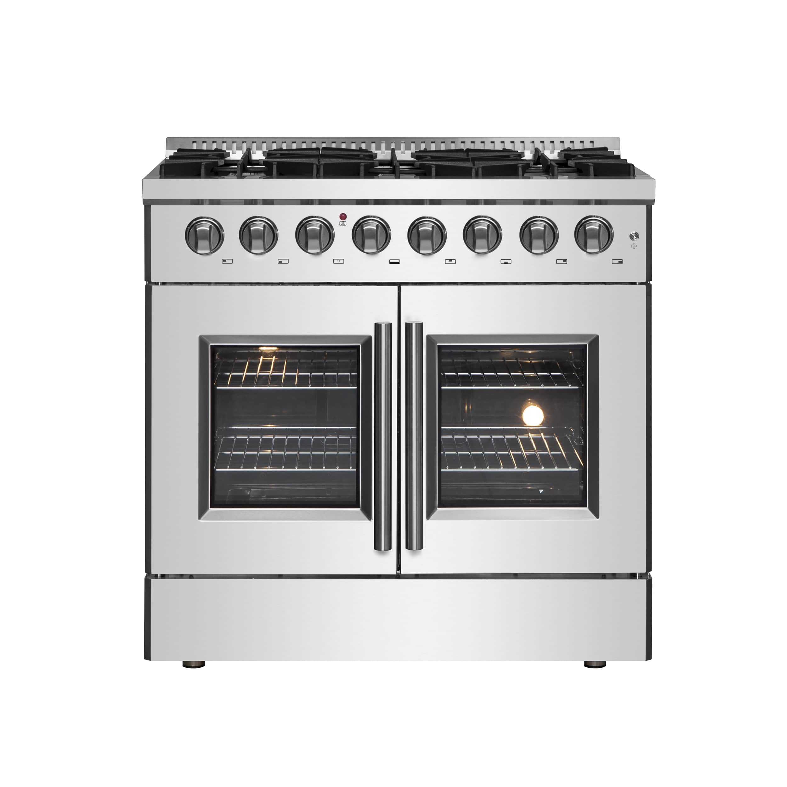 Forno 36-Inch Galiano Dual Fuel Range with 6 Gas Burners, 83,000 BTUs, & French Door Electric Oven in Stainless Steel (FFSGS6356-36)