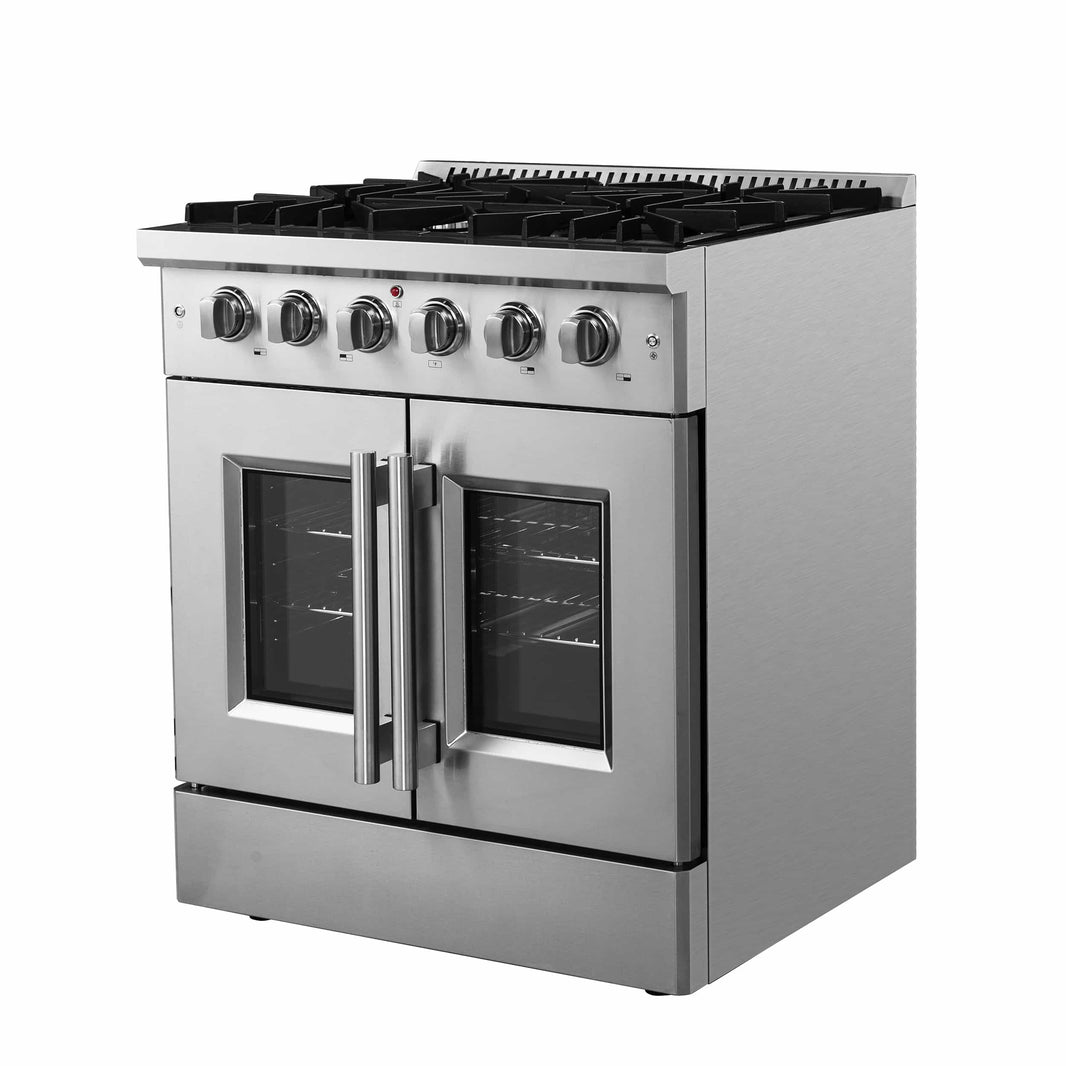 Forno 30-Inch Vittorio French Door Gas Range with 5 Sealed Burners and 68,000 BTUs in Stainless Steel (FFSGS6444-30)