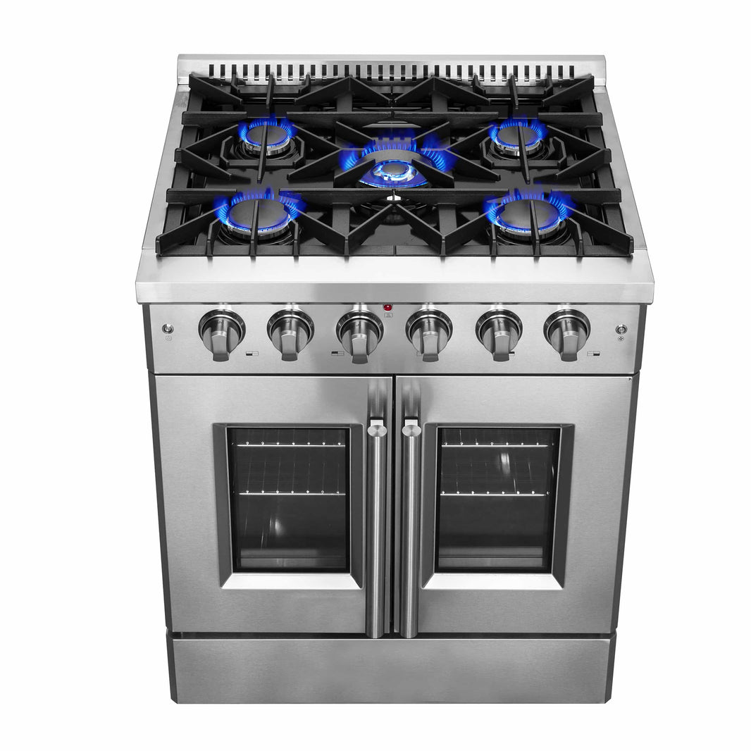 Forno 30-Inch Vittorio French Door Gas Range with 5 Sealed Burners and 68,000 BTUs in Stainless Steel (FFSGS6444-30)