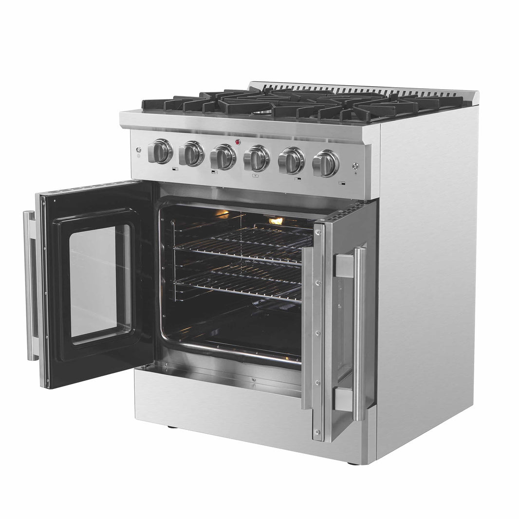 Forno 30-Inch Vittorio French Door Gas Range with 5 Sealed Burners and 68,000 BTUs in Stainless Steel (FFSGS6444-30)