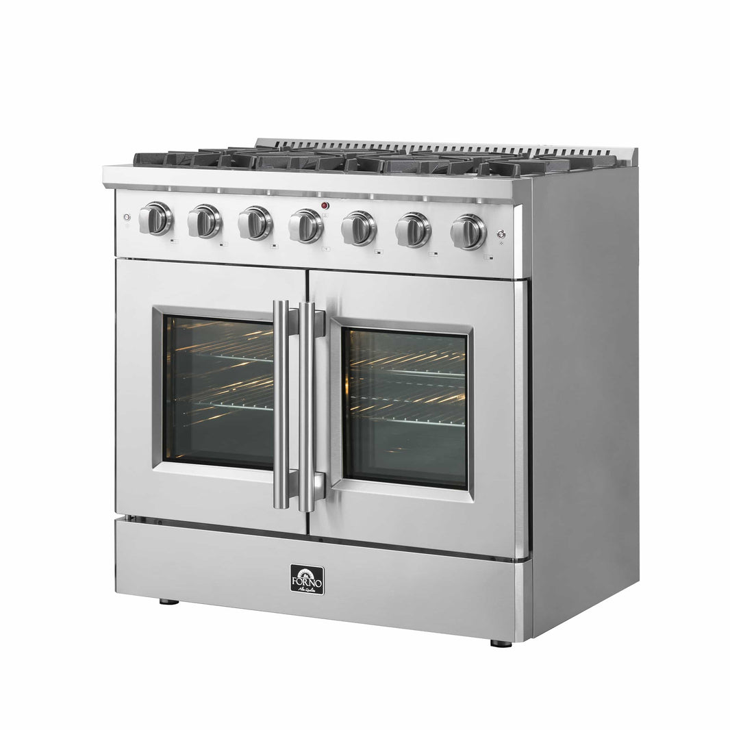 Forno 36-Inch Vittorio French Door Gas Range with 6 Sealed Burners and 83,000 BTUs in Stainless Steel (FFSGS6444-36)