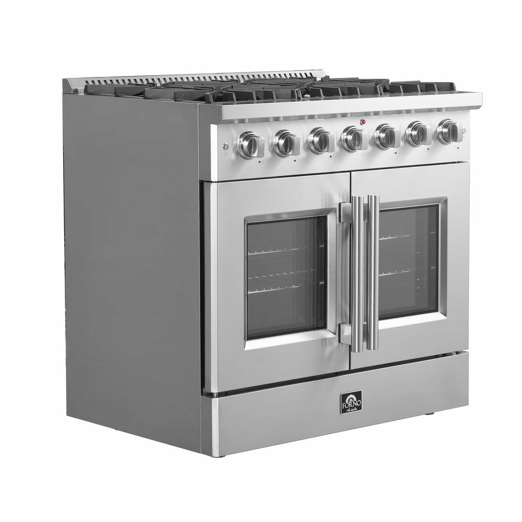 Forno 36-Inch Vittorio French Door Gas Range with 6 Sealed Burners and 83,000 BTUs in Stainless Steel (FFSGS6444-36)