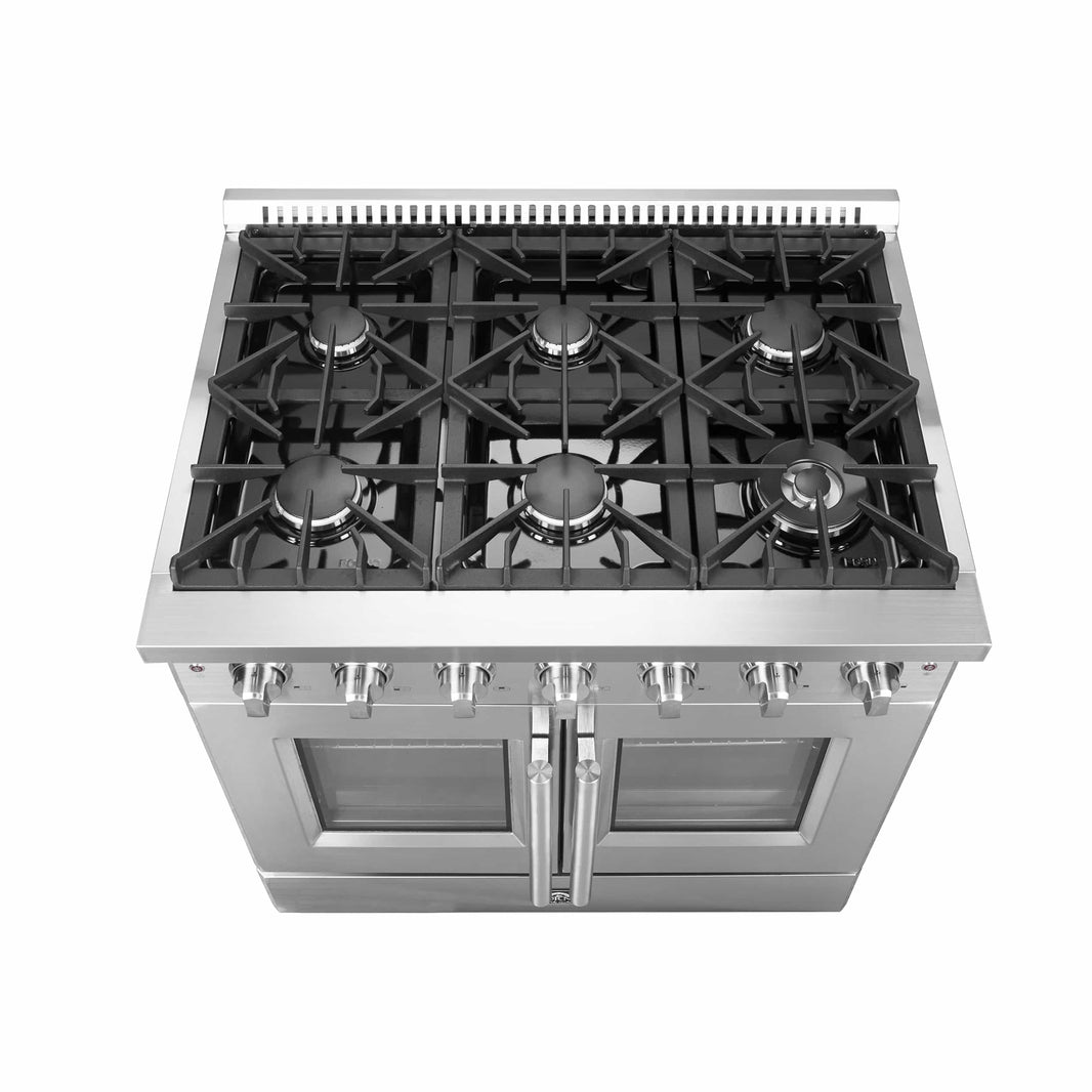 Forno 36-Inch Vittorio French Door Gas Range with 6 Sealed Burners and 83,000 BTUs in Stainless Steel (FFSGS6444-36)