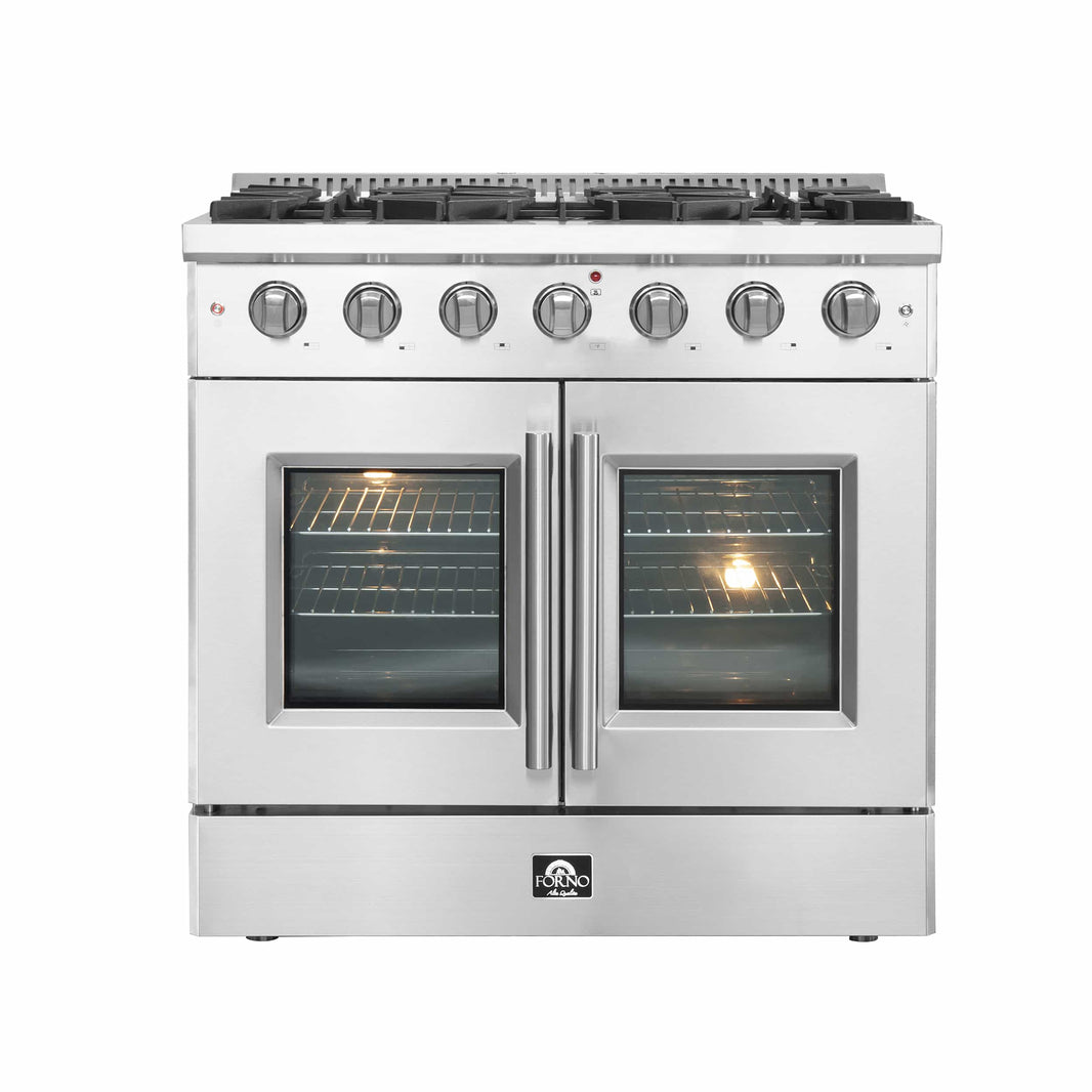 Forno 36-Inch Vittorio French Door Gas Range with 6 Sealed Burners and 83,000 BTUs in Stainless Steel (FFSGS6444-36)