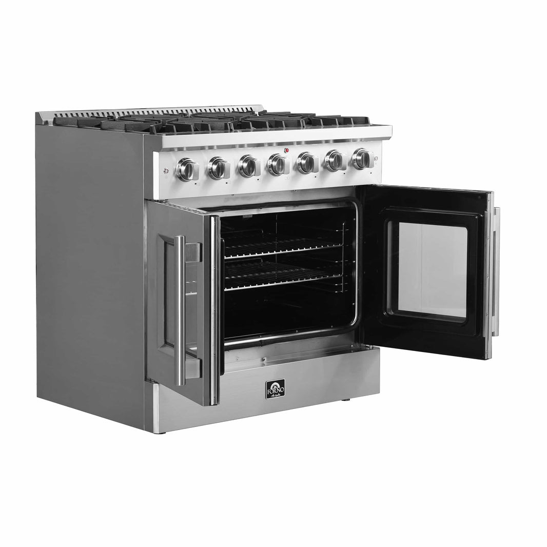 Forno 36-Inch Vittorio French Door Gas Range with 6 Sealed Burners and 83,000 BTUs in Stainless Steel (FFSGS6444-36)