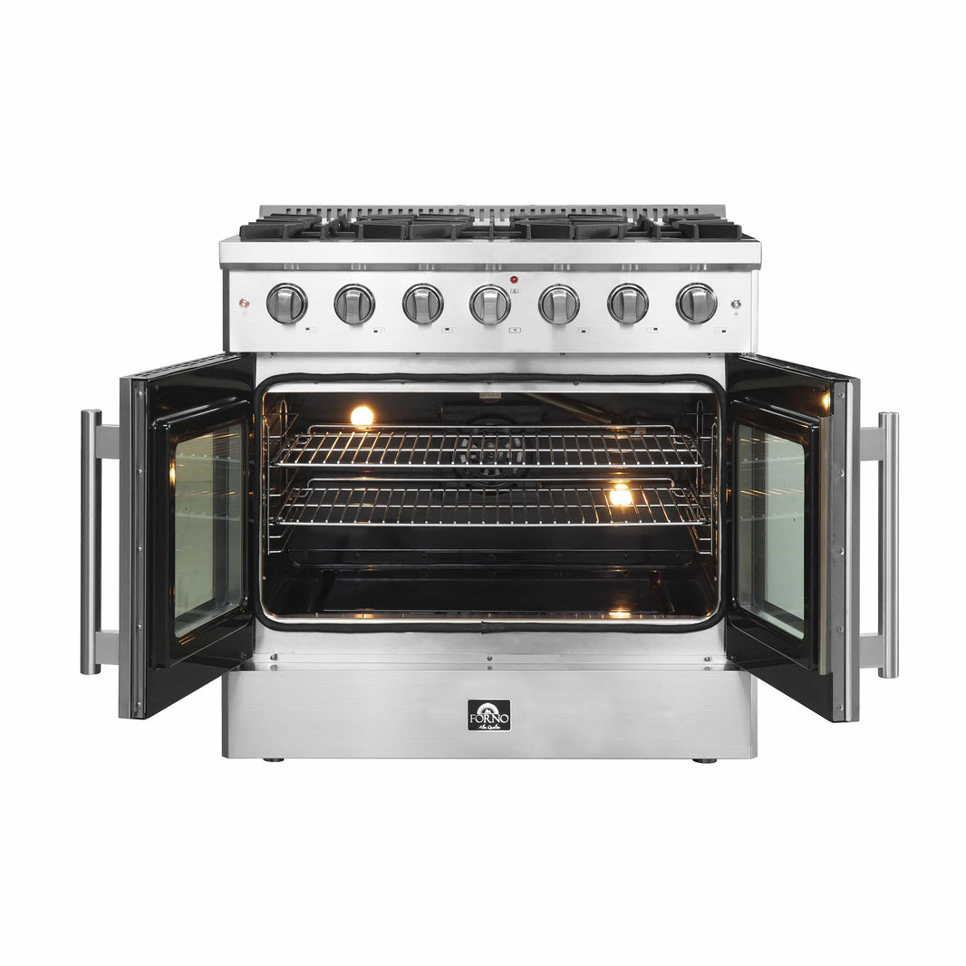 Forno 36-Inch Vittorio French Door Gas Range with 6 Sealed Burners and 83,000 BTUs in Stainless Steel (FFSGS6444-36)