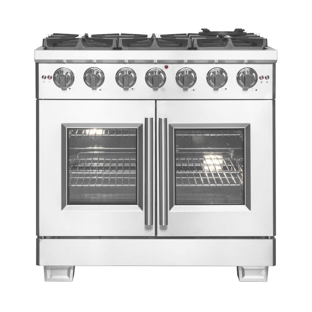 Forno 36-Inch Capriasca Gas Range with 6 Burners, 120,000 BTUs, & French Door Gas Oven in Stainless Steel (FFSGS6460-36)