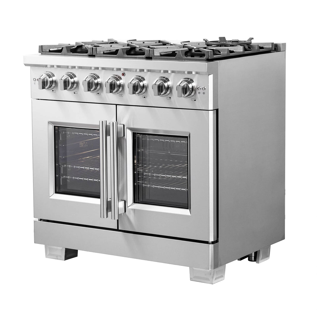 Forno 36-Inch Capriasca Gas Range with 6 Burners, 120,000 BTUs, & French Door Gas Oven in Stainless Steel (FFSGS6460-36)