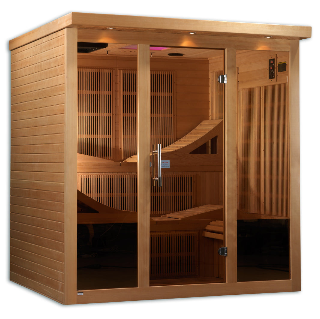 Golden Designs | Monaco 6-person PureTech™ Near Zero EMF FAR Infrared Sauna (Canadian Hemlock) | GDI-6996-01