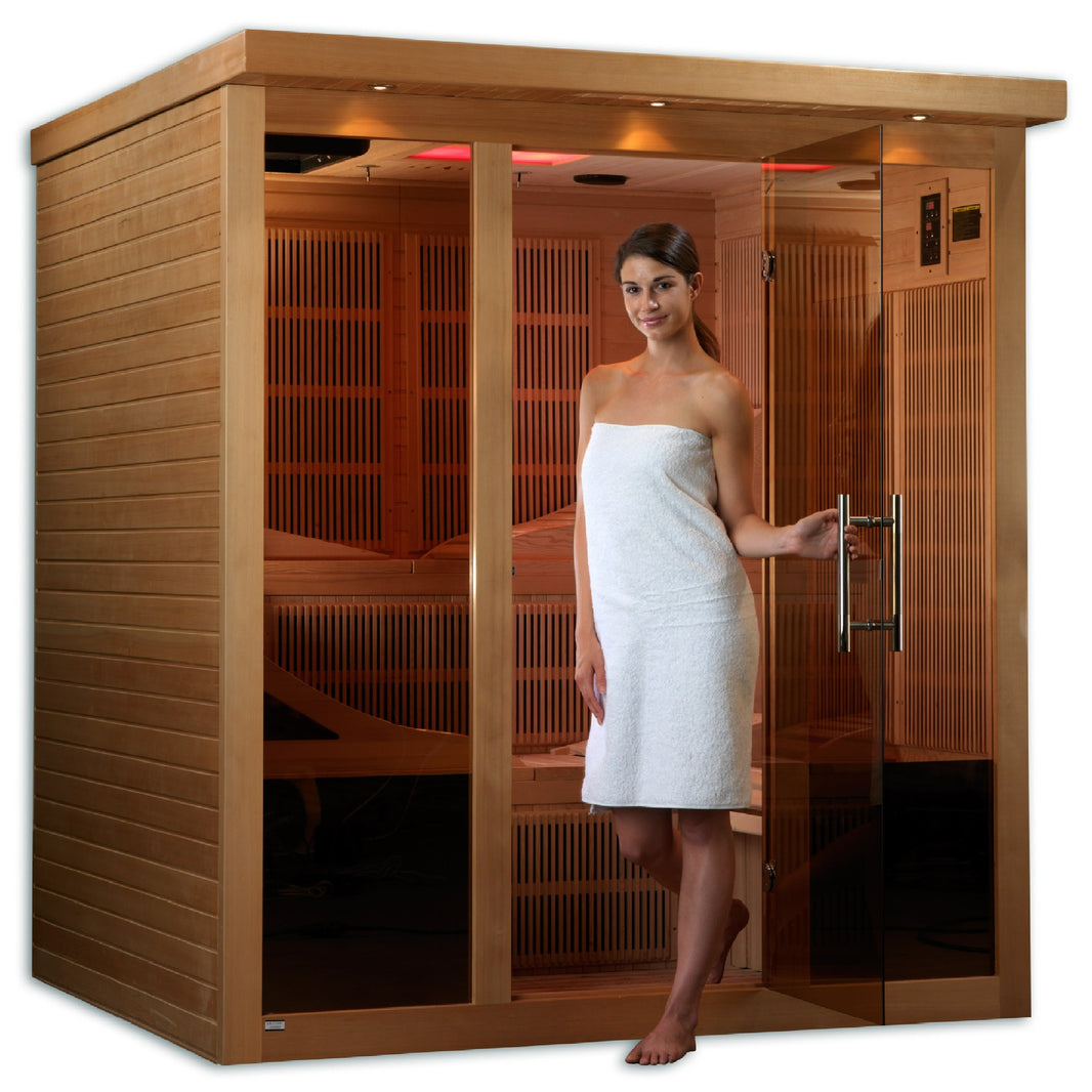 Golden Designs | Monaco 6-person PureTech™ Near Zero EMF FAR Infrared Sauna (Canadian Hemlock) | GDI-6996-01