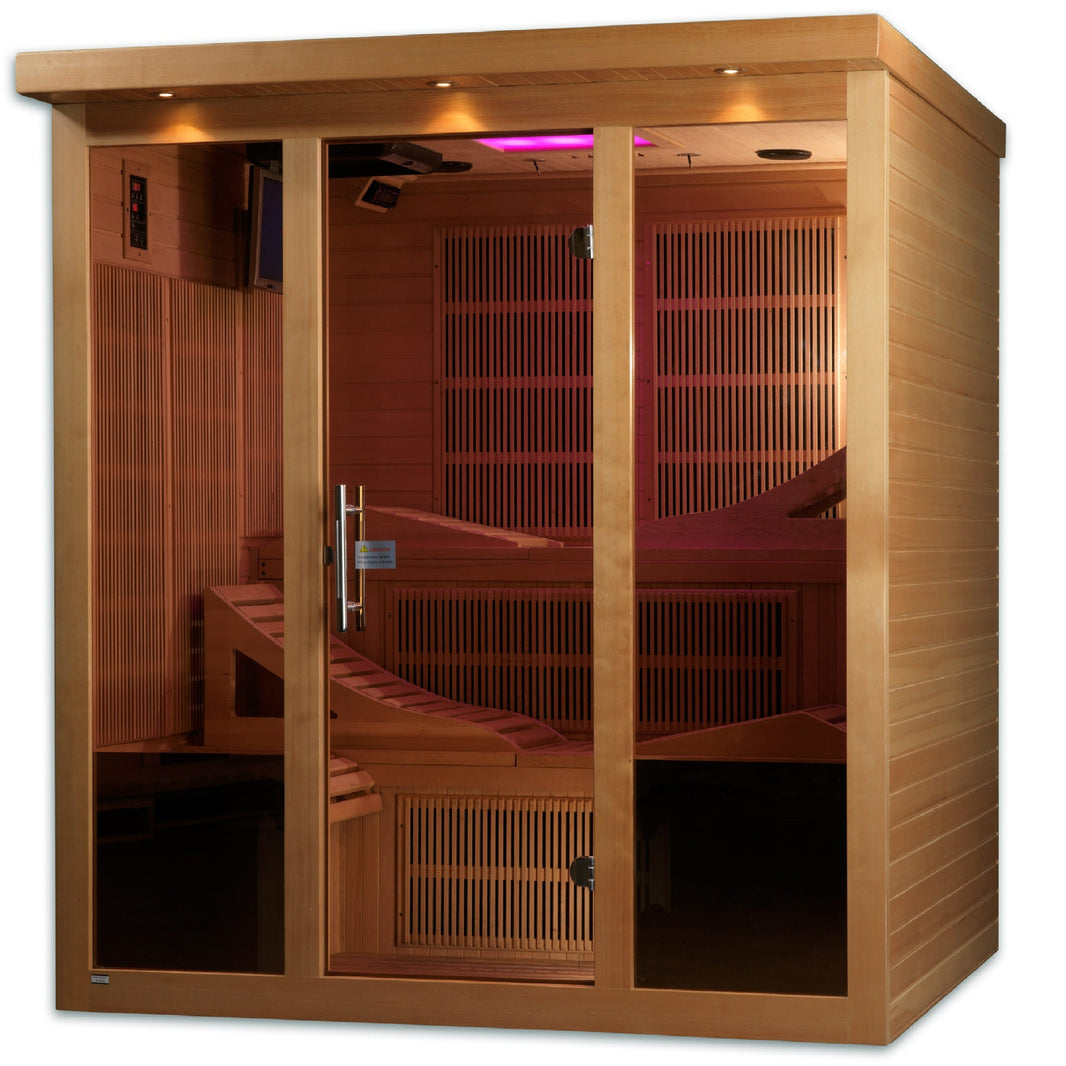 Golden Designs | Monaco 6-person PureTech™ Near Zero EMF FAR Infrared Sauna (Canadian Hemlock) | GDI-6996-01