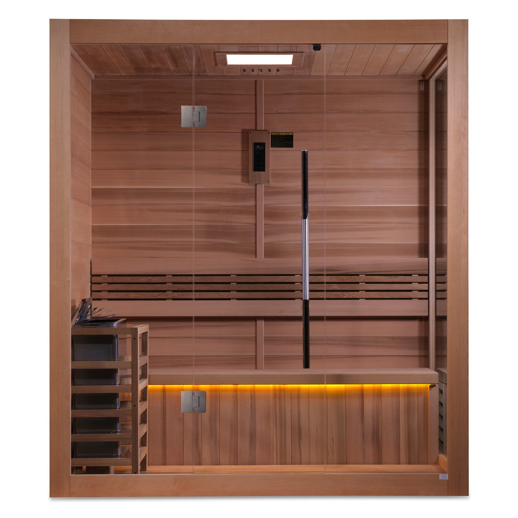 Golden Designs | Forssa 4-Person Traditional Steam Sauna (Canadian Red Cedar) | GDI-7203-01