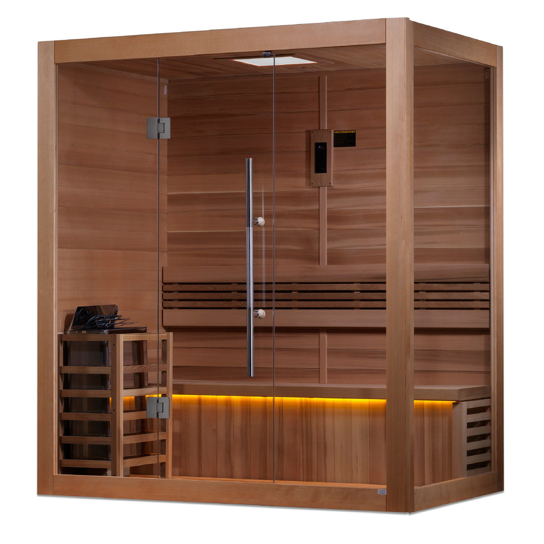 Golden Designs | Forssa 4-Person Traditional Steam Sauna (Canadian Red Cedar) | GDI-7203-01