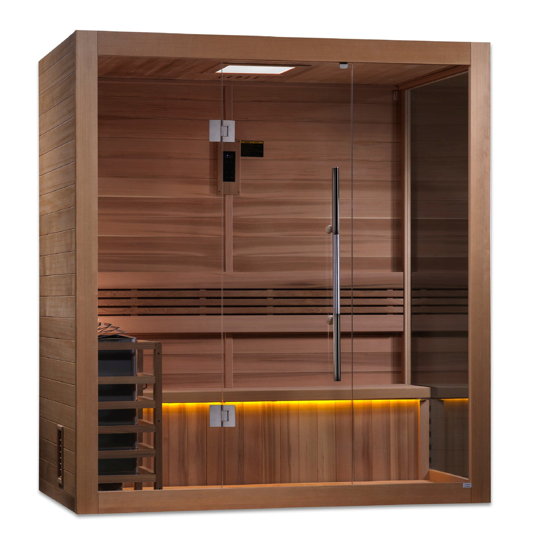 Golden Designs | Forssa 4-Person Traditional Steam Sauna (Canadian Red Cedar) | GDI-7203-01