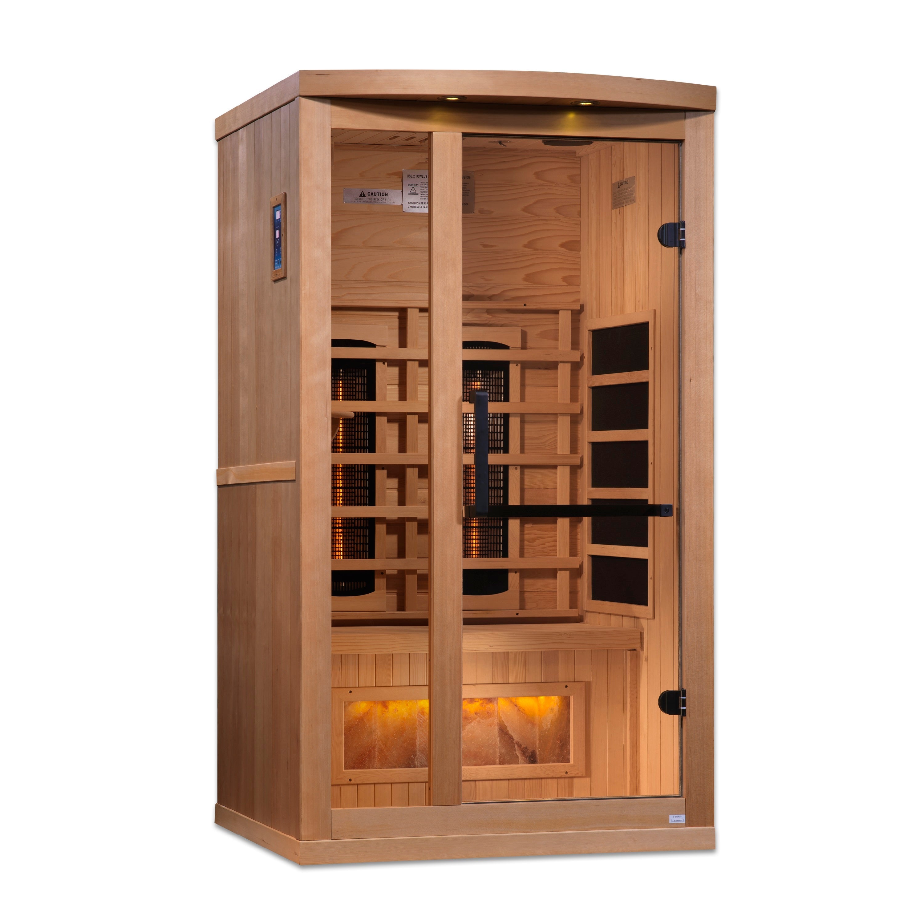 Golden Designs | 1-Person PureTech™ Full Spectrum Near Zero EMF FAR Infrared Sauna with Himalayan Salt Bar | GDI-8010-02