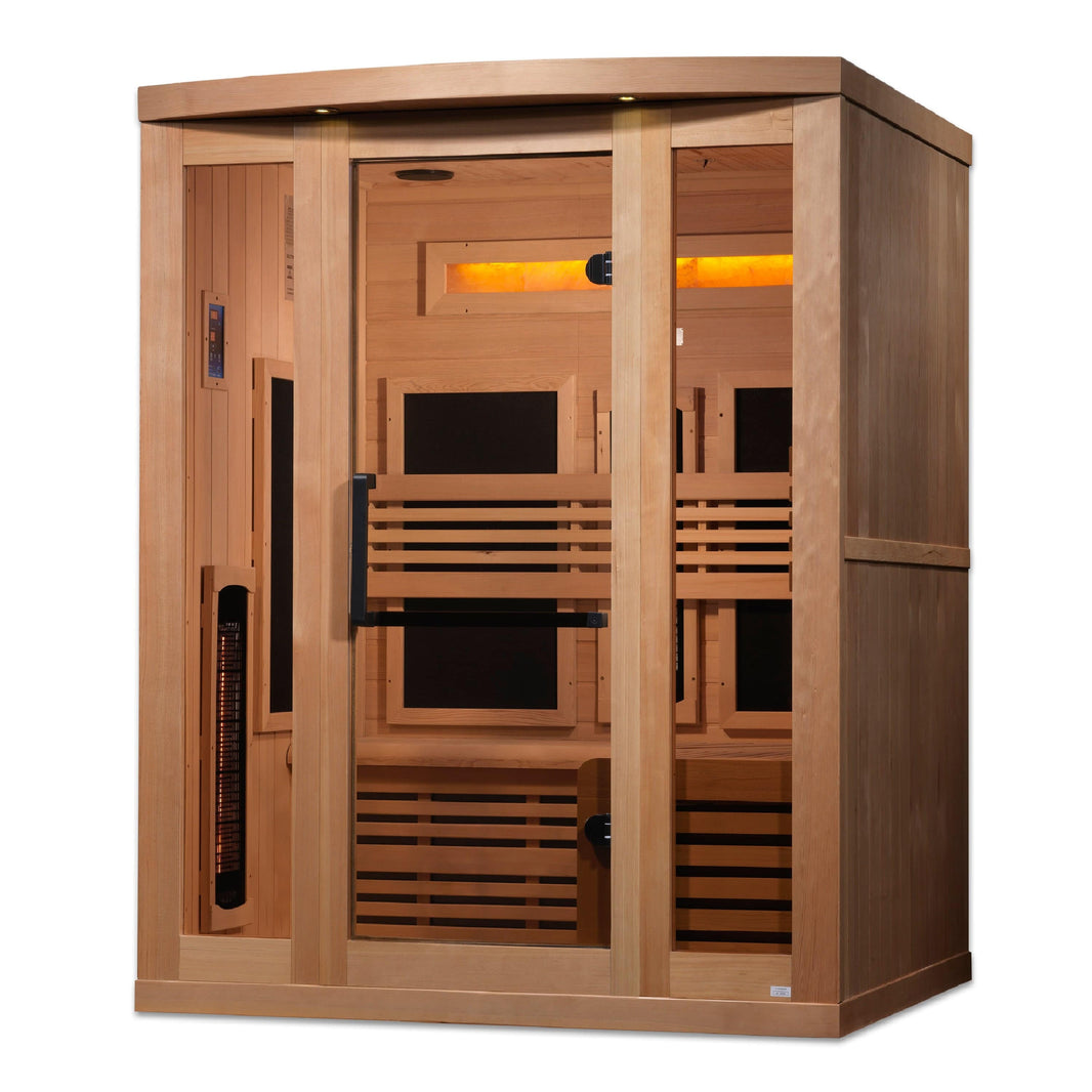 Golden Designs | 3-Person Full Spectrum PureTech™ Near Zero EMF FAR Infrared Sauna with Himalayan Salt Bar | GDI-8230-01