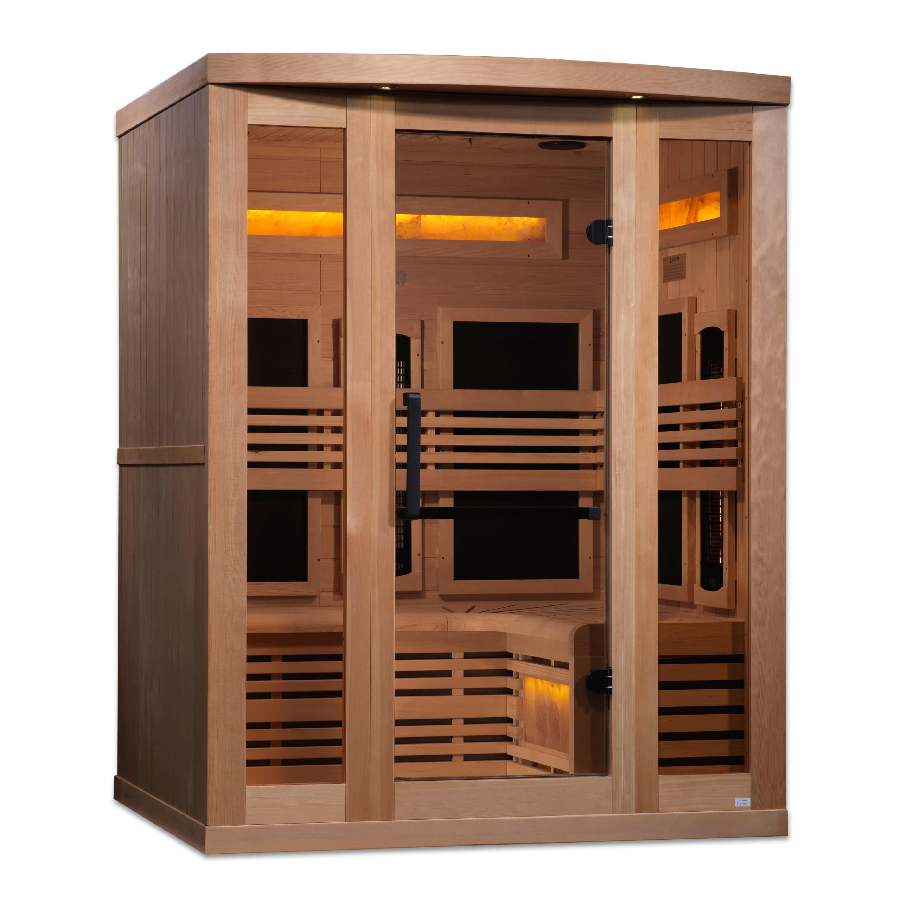 Golden Designs | 3-Person Full Spectrum PureTech™ Near Zero EMF FAR Infrared Sauna with Himalayan Salt Bar | GDI-8230-01