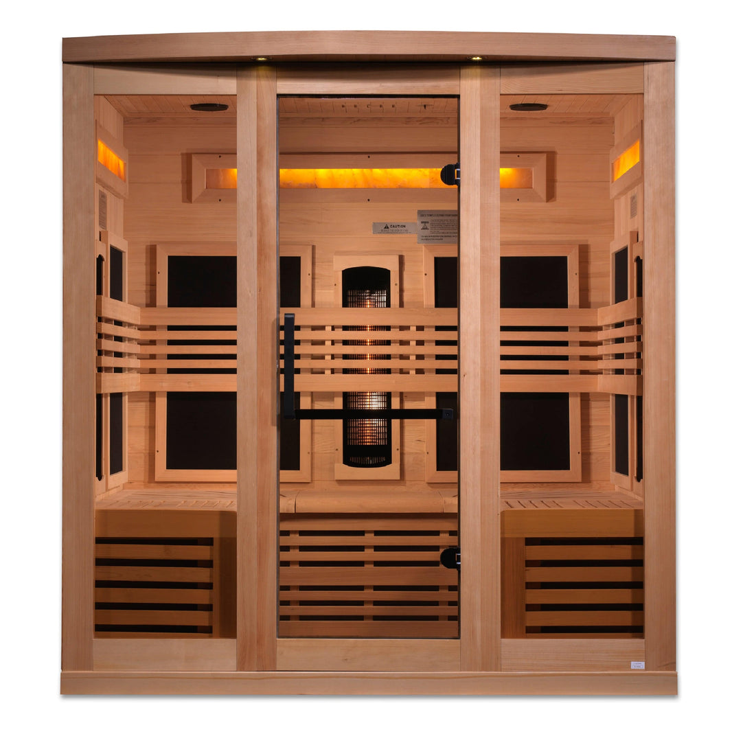 Golden Designs | 6-Person Full Spectrum PureTech™ Near Zero EMF FAR Infrared Sauna with Himalayan Salt Bar | GDI-8260-01