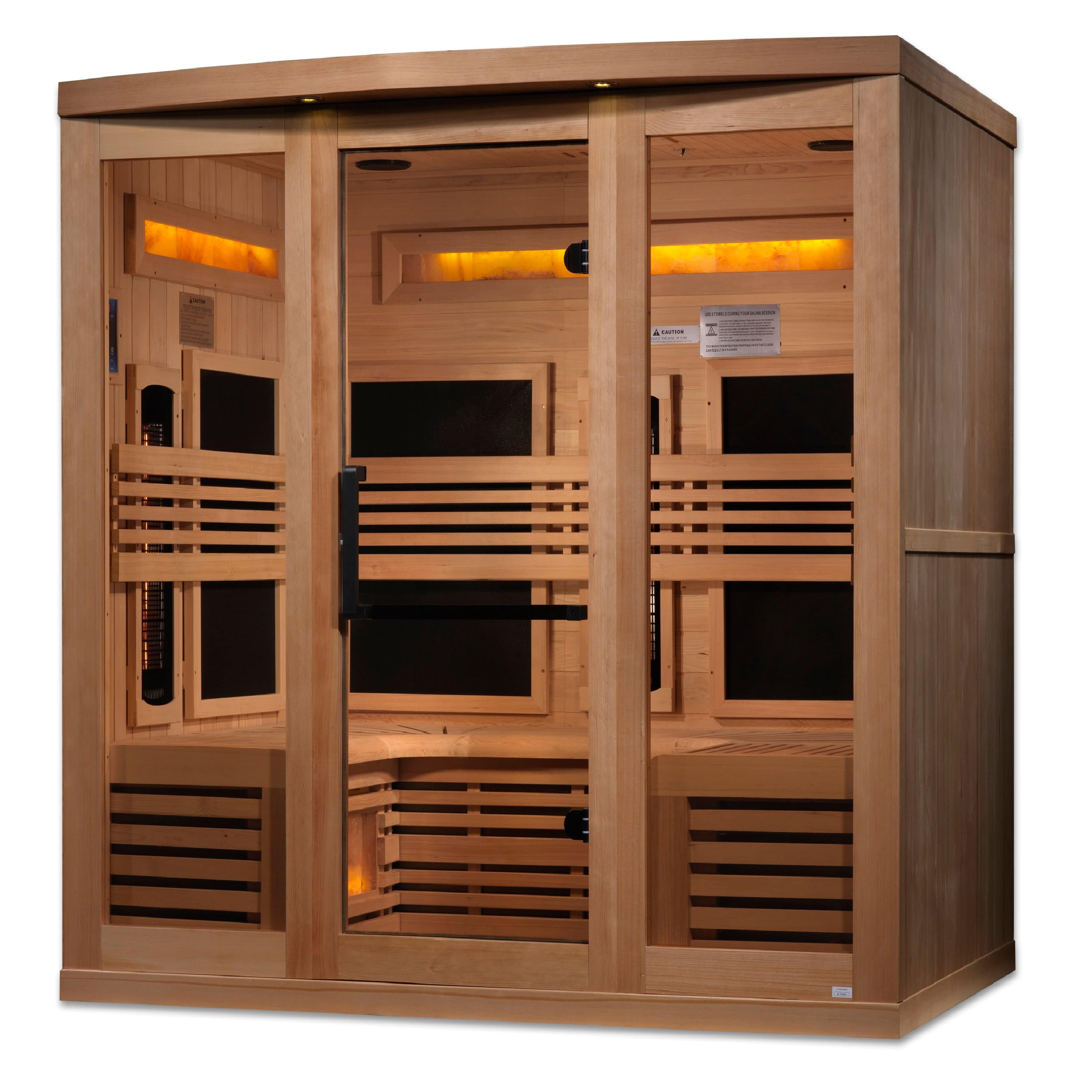 Golden Designs | 6-Person Full Spectrum PureTech™ Near Zero EMF FAR Infrared Sauna with Himalayan Salt Bar | GDI-8260-01