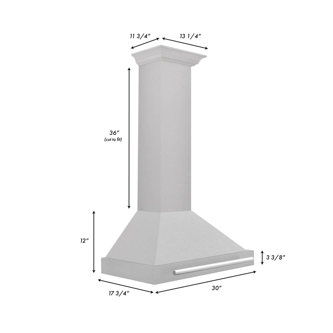 ZLINE 30-Inch Wall Mounted Range Hood in DuraSnow® Stainless Steel with Stainless Steel Handle (KB4SNX-30)