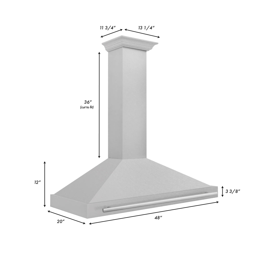 ZLINE 48-Inch Wall Mounted Range Hood in DuraSnow® Stainless Steel with Stainless Steel Handle (KB4SNX-48)