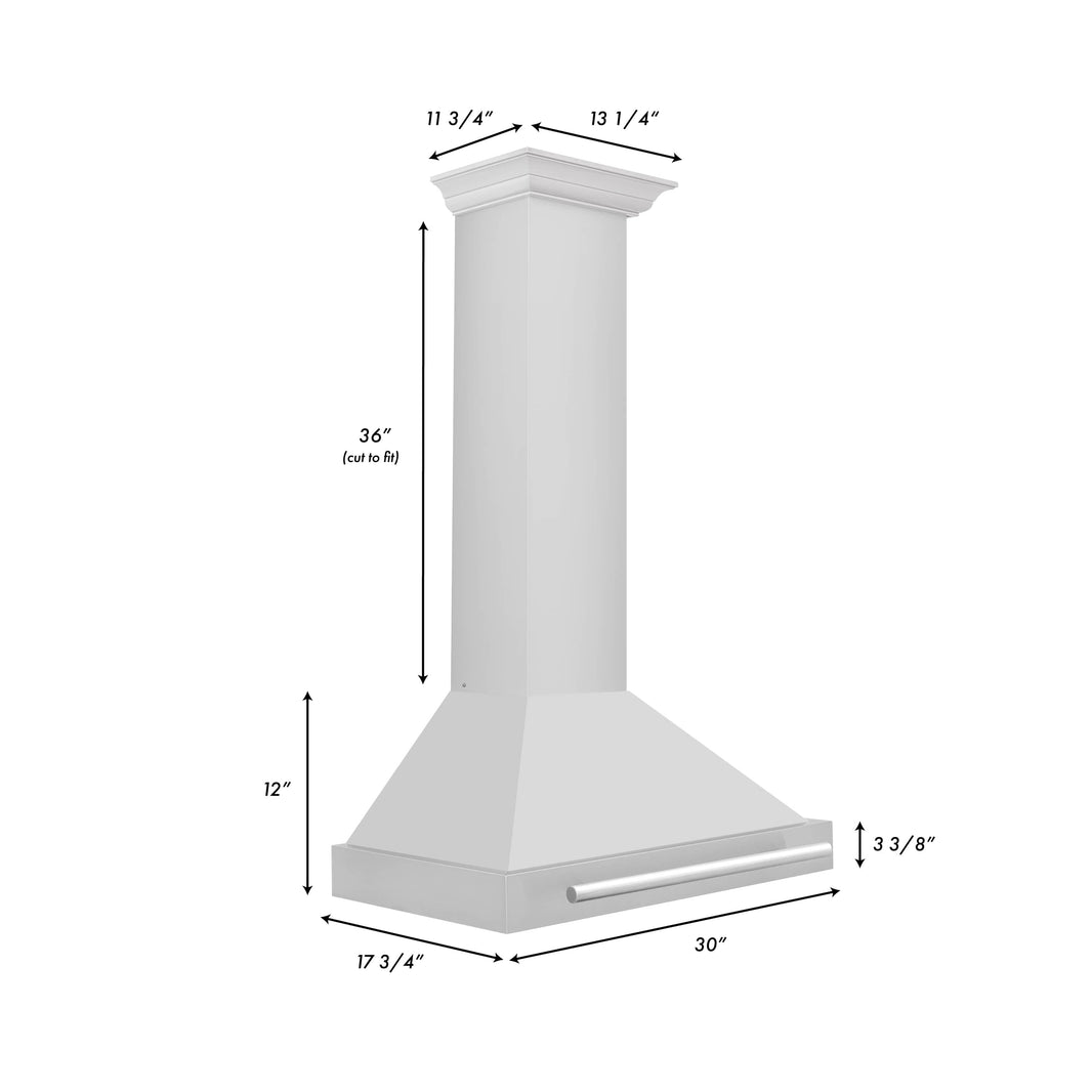 ZLINE 30-Inch Wall Mounted Range Hood in Stainless Steel with Stainless Steel Handle (KB4STX-30)