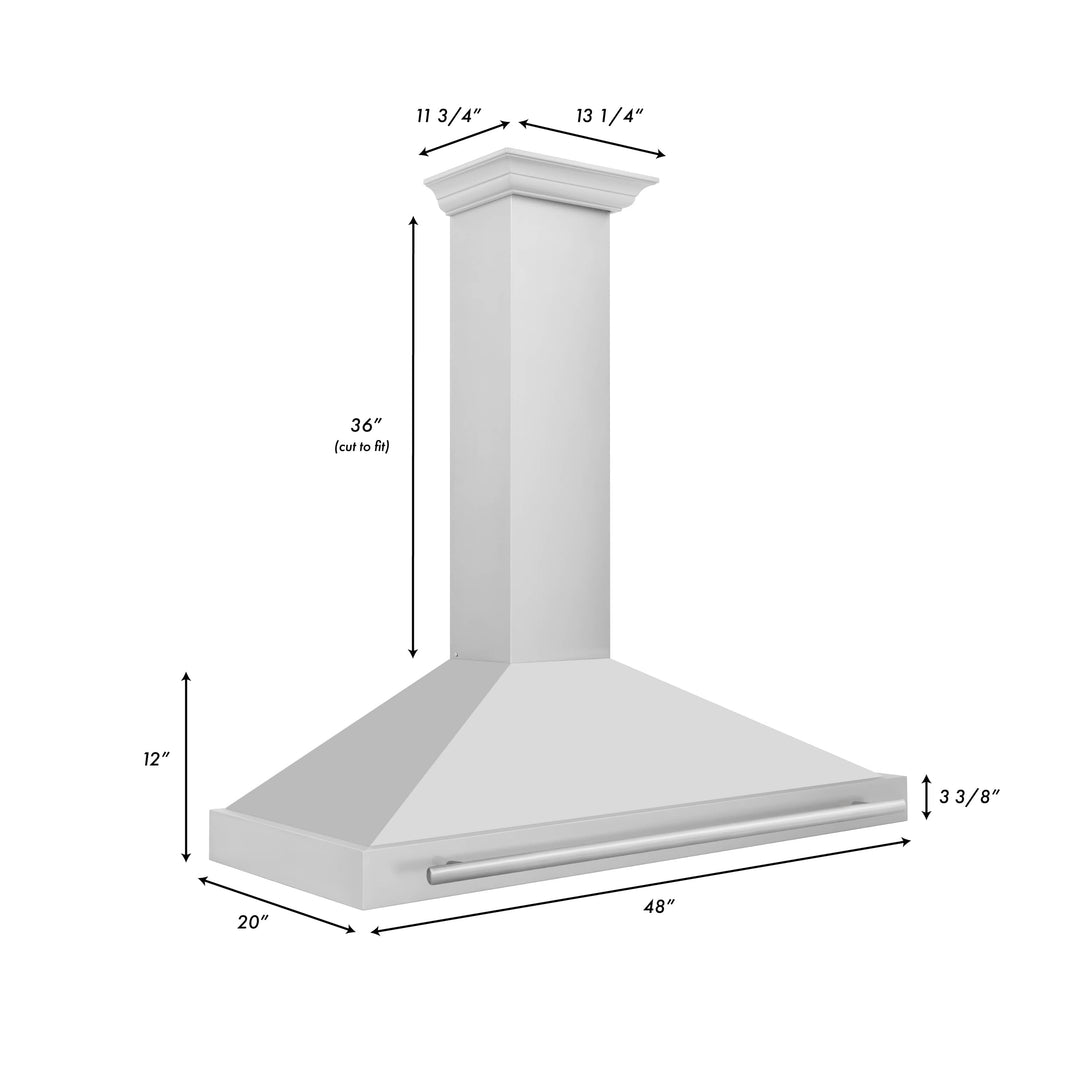 ZLINE 48-Inch Wall Mounted Range Hood in Stainless Steel with Stainless Steel Handle (KB4STX-48)