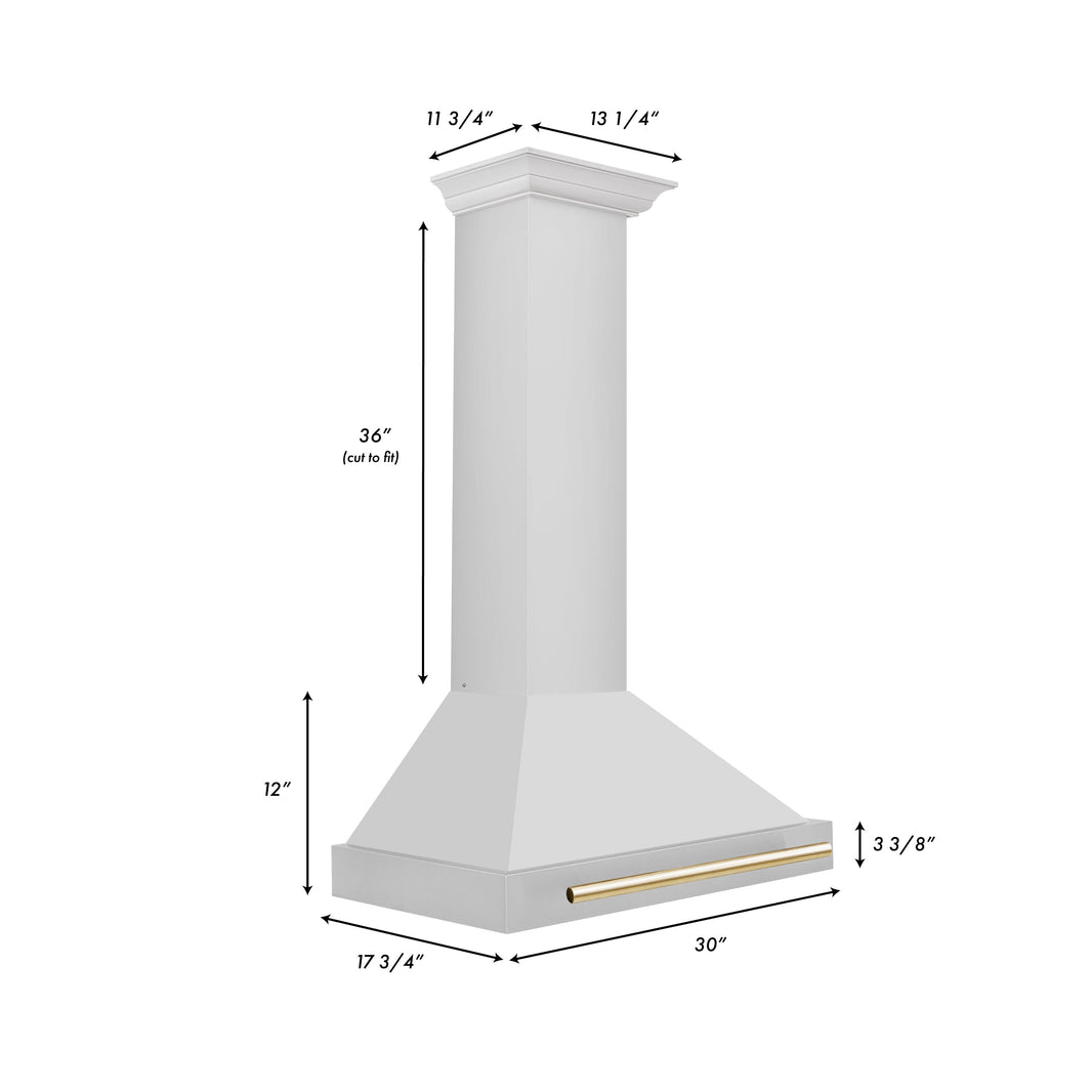 ZLINE 30-Inch Autograph Edition Wall Mounted Range Hood in Stainless Steel with Gold Accents (KB4STZ-30-G)