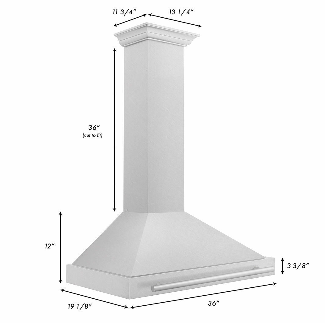 ZLINE 36-Inch Wall Mounted Range Hood in Stainless Steel with Stainless Steel Handle (KB4STX-36)