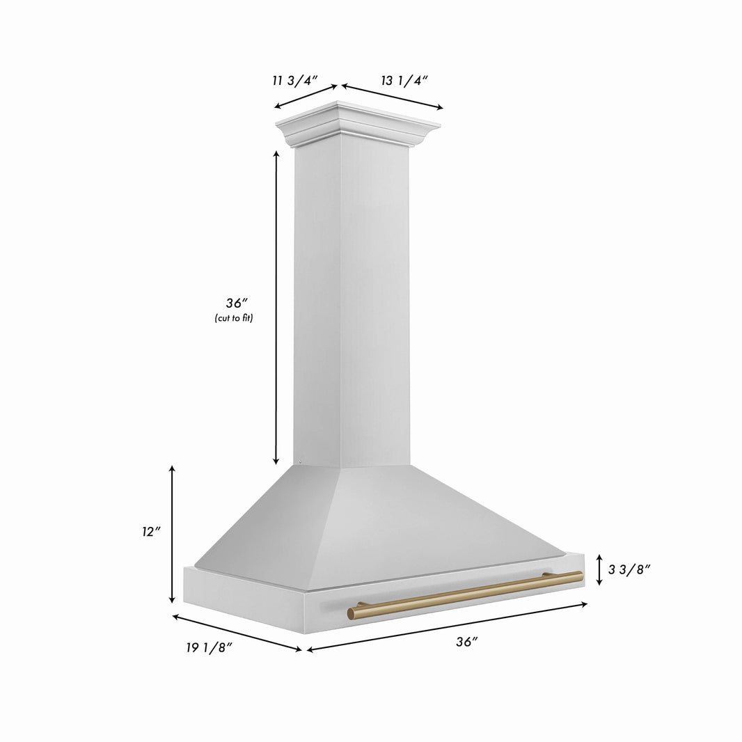 ZLINE 36-Inch Autograph Edition Wall Mounted Range Hood in Stainless Steel with Champagne Bronze Accents (KB4STZ-36-CB)