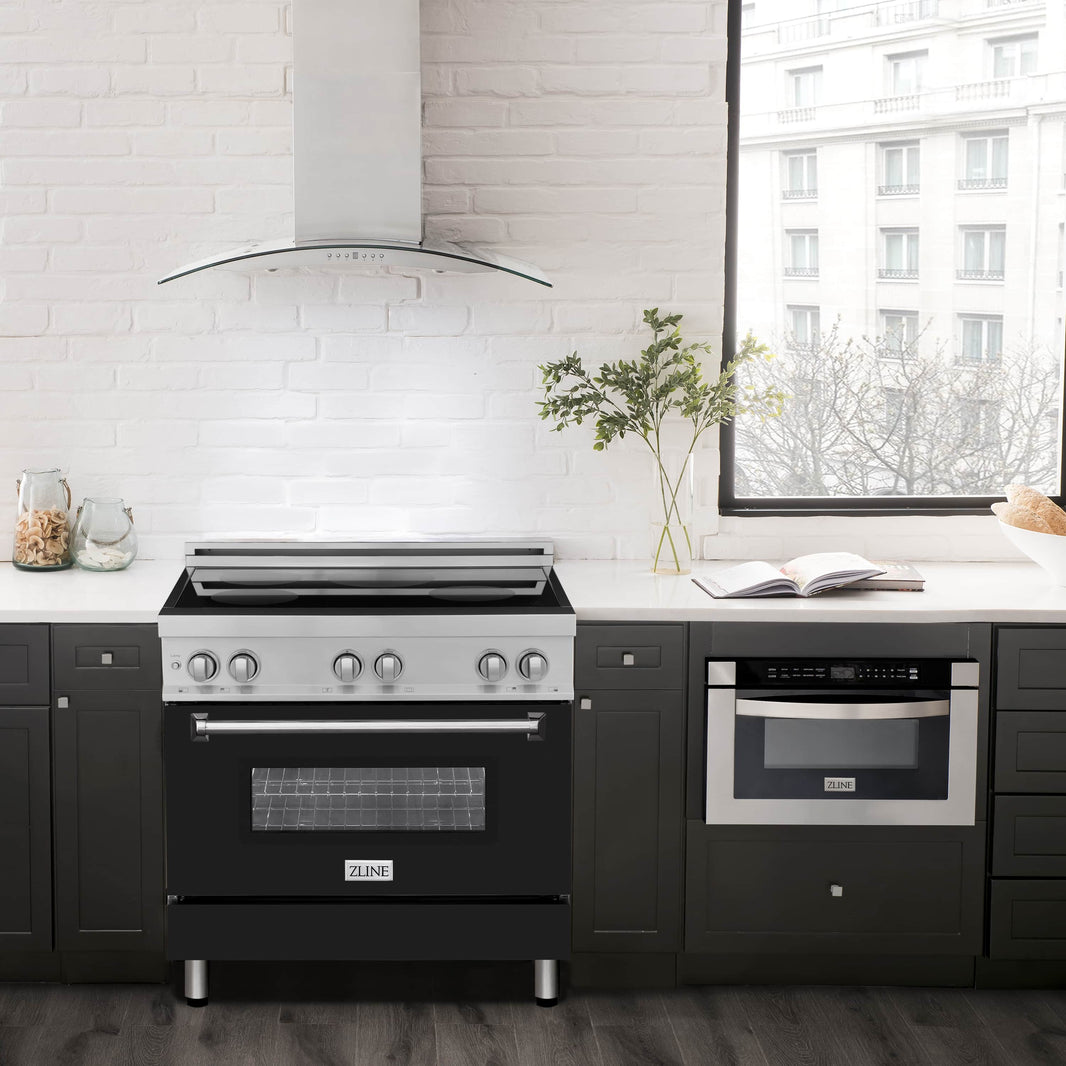 ZLINE 36-Inch 4.6 cu. ft. Induction Range with a 4 Element Stove and Electric Oven in Black Matte (RAIND-BLM-36)