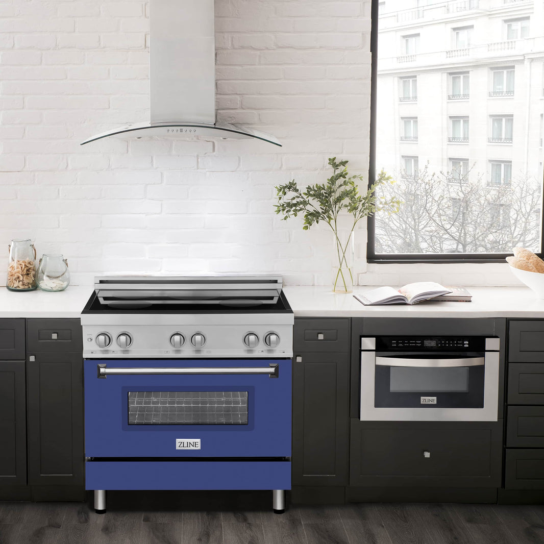 ZLINE 36-Inch 4.6 cu. ft. Induction Range with a 4 Element Stove and Electric Oven in Blue Matte (RAIND-BM-36)