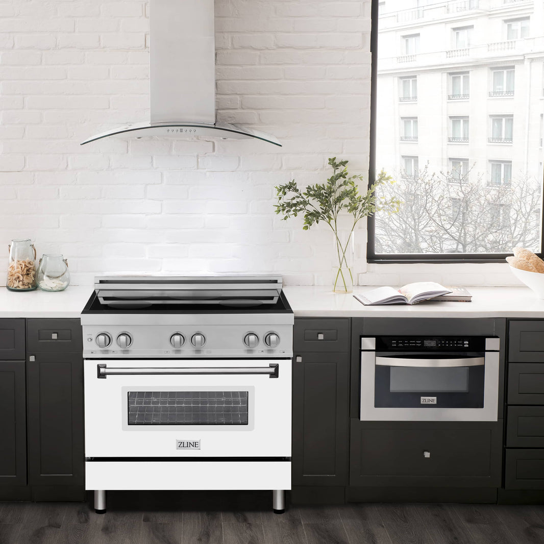 ZLINE 36-Inch 4.6 cu. ft. Induction Range with a 4 Element Stove and Electric Oven in White Matte (RAIND-WM-36)