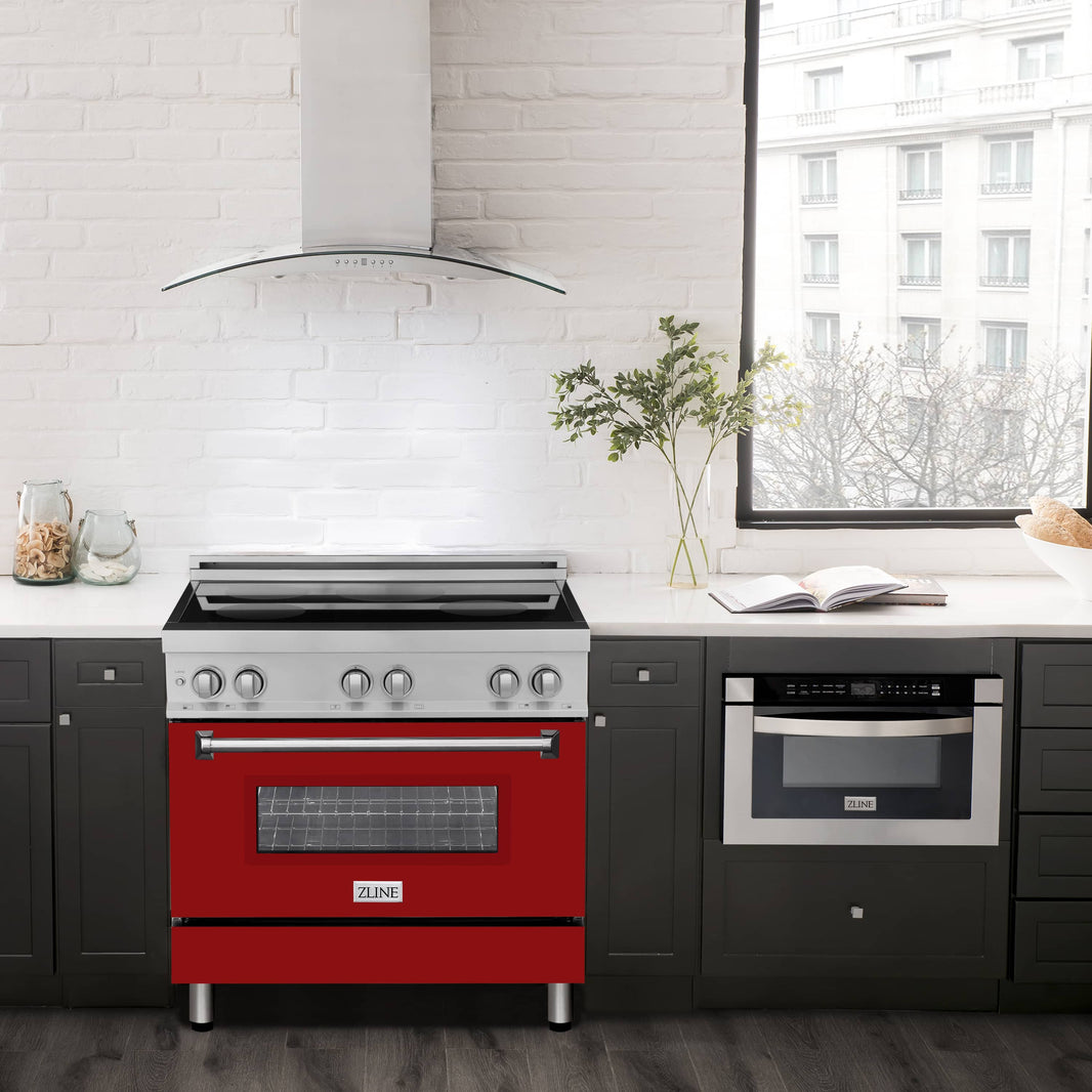 ZLINE 36-Inch 4.6 cu. ft. Induction Range with a 4 Element Stove and Electric Oven in Red Gloss (RAIND-RG-36)