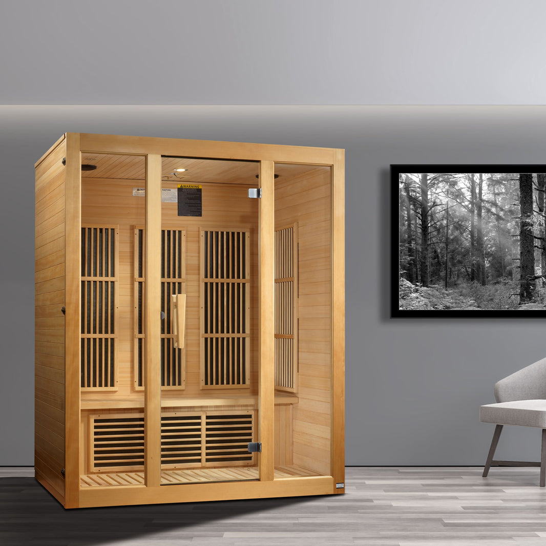 Golden Designs | Maxxus Bellevue 3-Person Low EMF FAR Infrared Sauna (Canadian Hemlock) | MX-J306-01