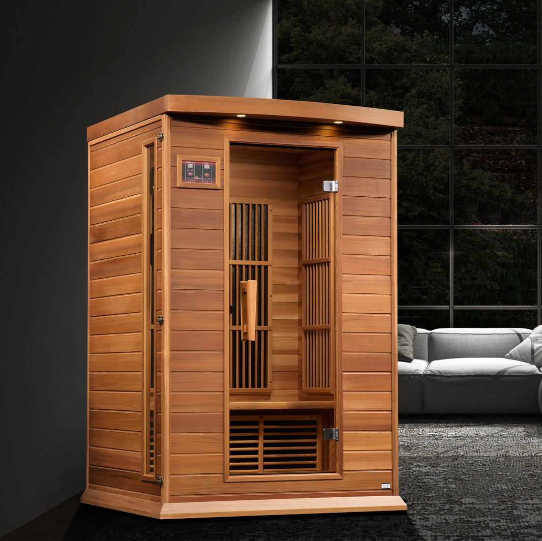 Golden Designs | Maxxus 2 Person Near Zero EMF FAR Infrared Sauna (Canadian Red Cedar) | MX-K206-01-ZF CED