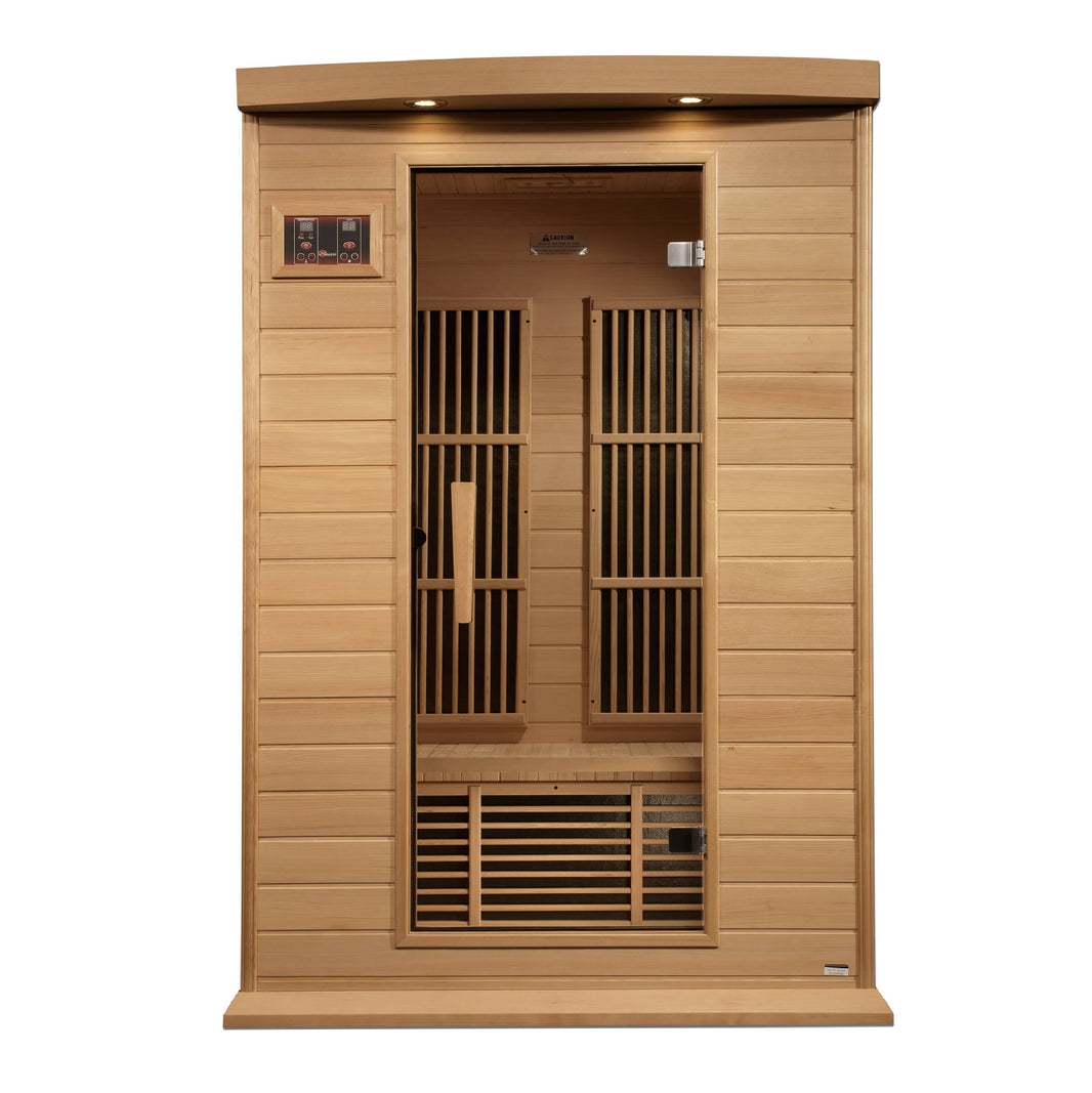 Golden Designs | Maxxus 2 Person Near Zero EMF FAR Infrared Sauna (Canadian Hemlock) | MX-K206-01-ZF HEM