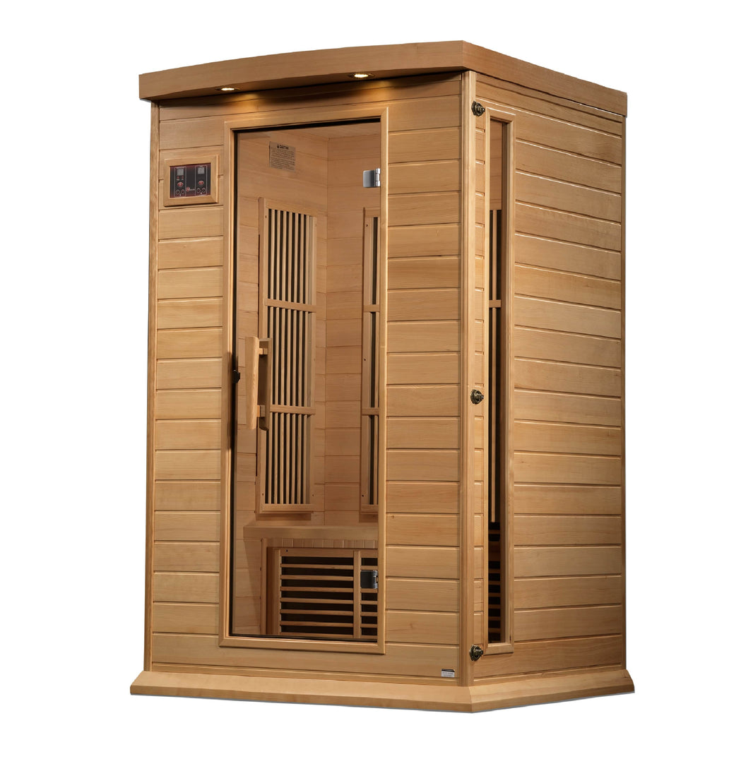 Golden Designs | Maxxus 2 Person Near Zero EMF FAR Infrared Sauna (Canadian Hemlock) | MX-K206-01-ZF HEM