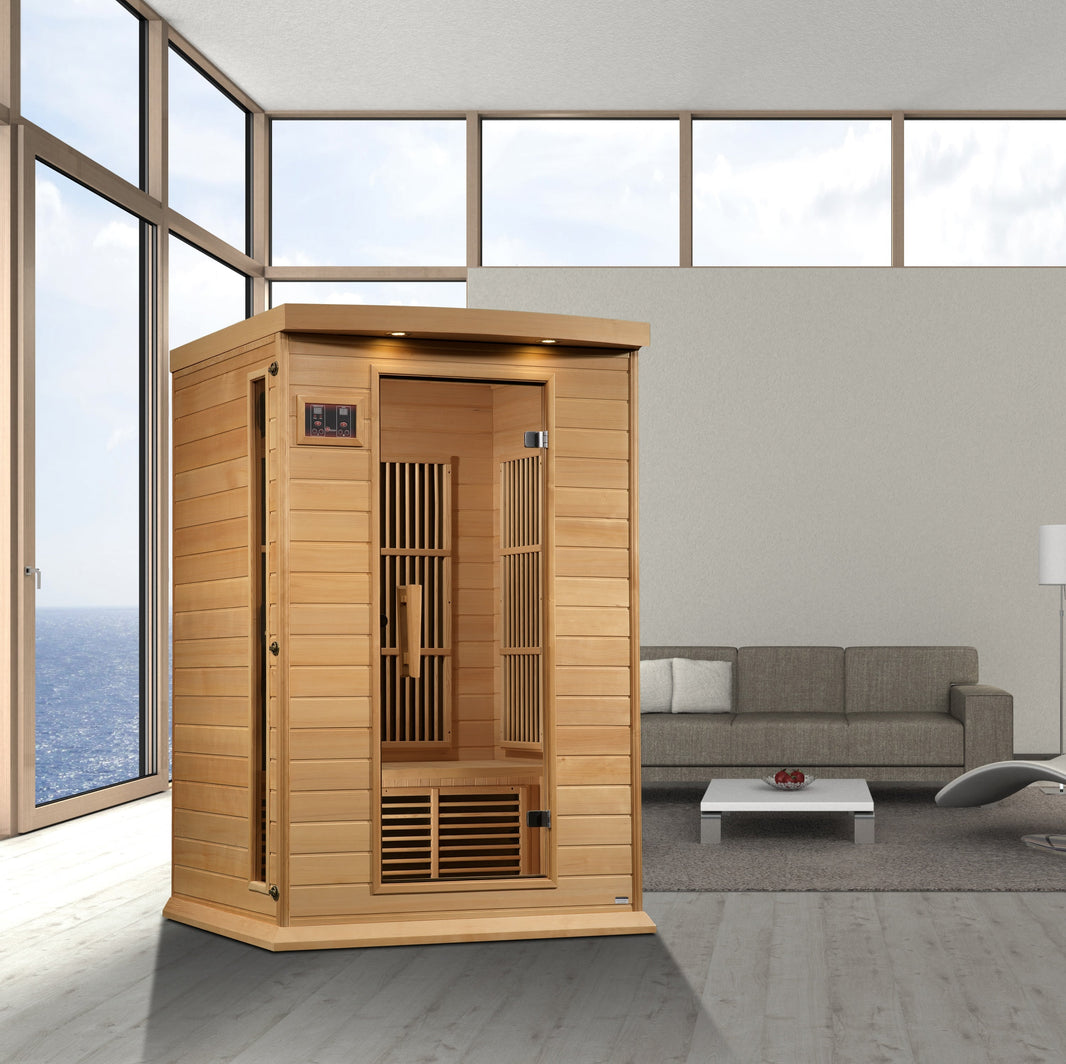 Golden Designs | Maxxus 2 Person Near Zero EMF FAR Infrared Sauna (Canadian Hemlock) | MX-K206-01-ZF HEM