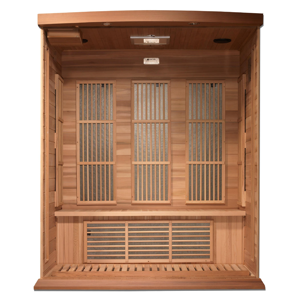 Golden Designs | Maxxus 3-Person Near Zero EMF FAR Infrared Sauna (Canadian Red Cedar) | MX-K306-01-ZF CED