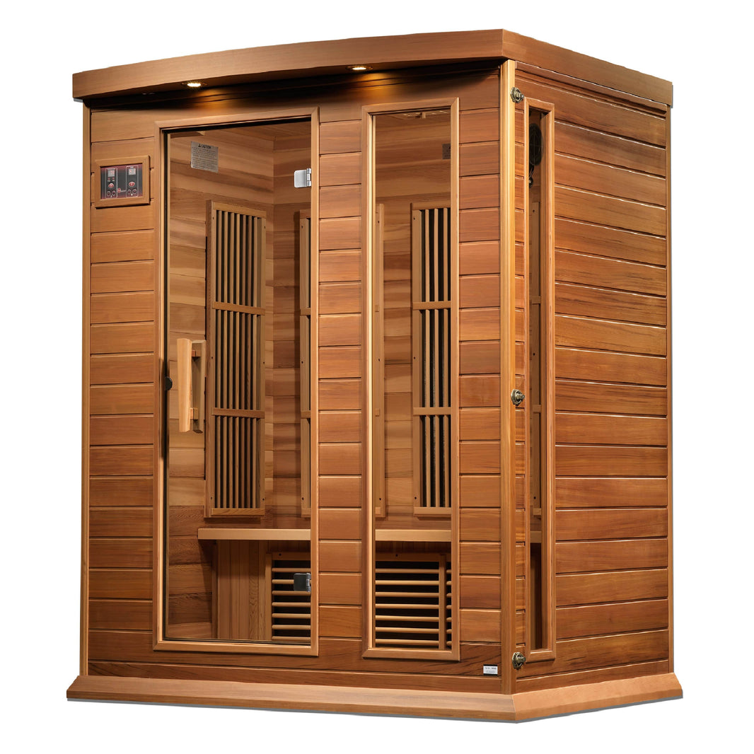 Golden Designs | Maxxus 3-Person Near Zero EMF FAR Infrared Sauna (Canadian Red Cedar) | MX-K306-01-ZF CED