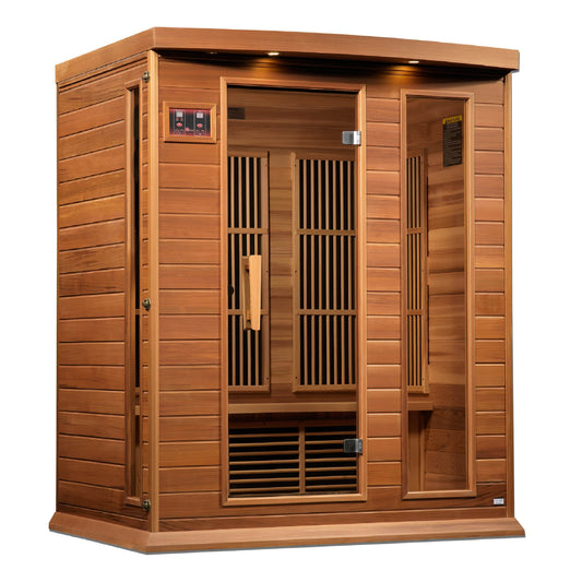 Golden Designs | Maxxus 3-Person Near Zero EMF FAR Infrared Sauna (Canadian Red Cedar) | MX-K306-01-ZF CED