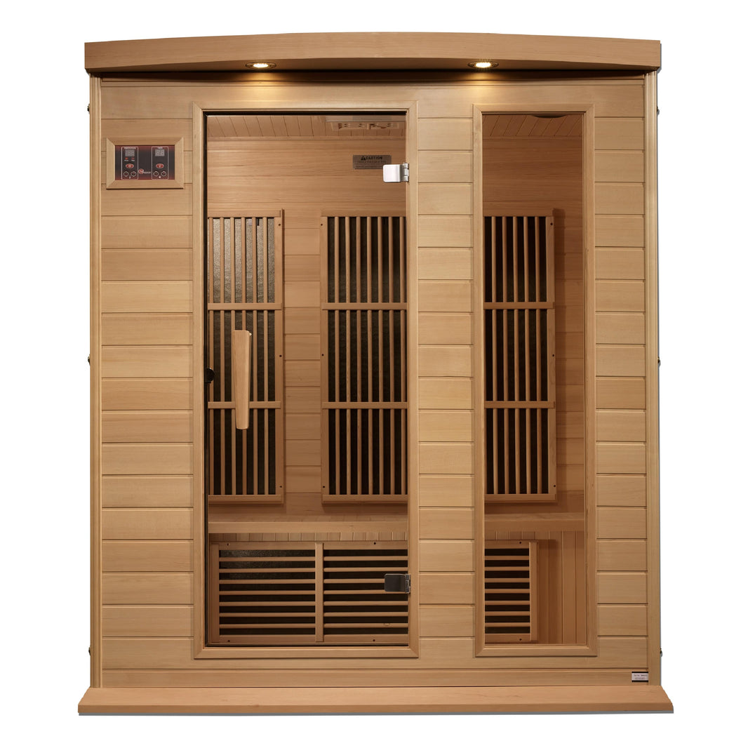 Golden Designs | Maxxus 3-Person Near Zero EMF FAR Infrared Sauna (Canadian Hemlock) | MX-K306-01-ZF HEM