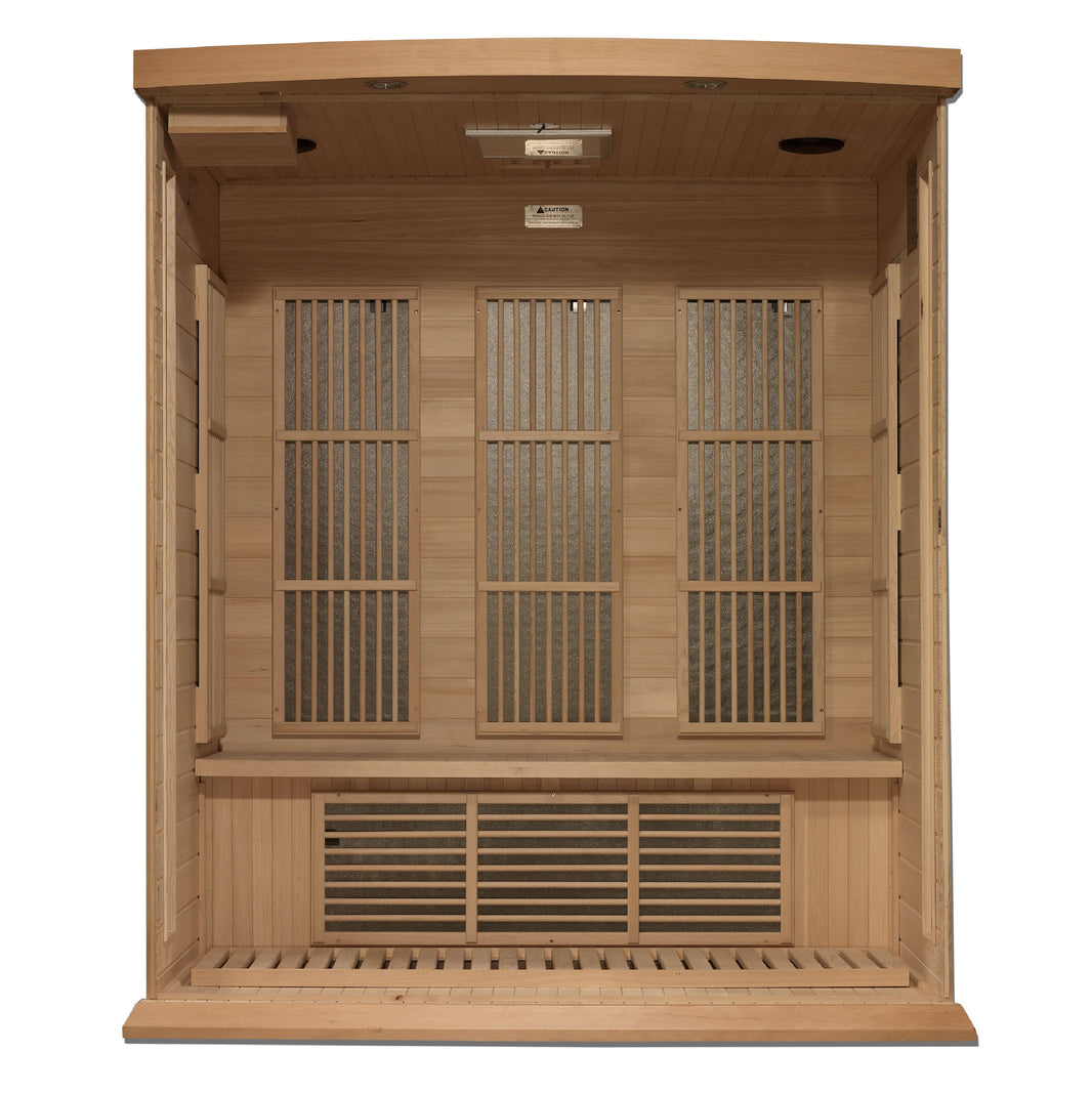 Golden Designs | Maxxus 3-Person Near Zero EMF FAR Infrared Sauna (Canadian Hemlock) | MX-K306-01-ZF HEM