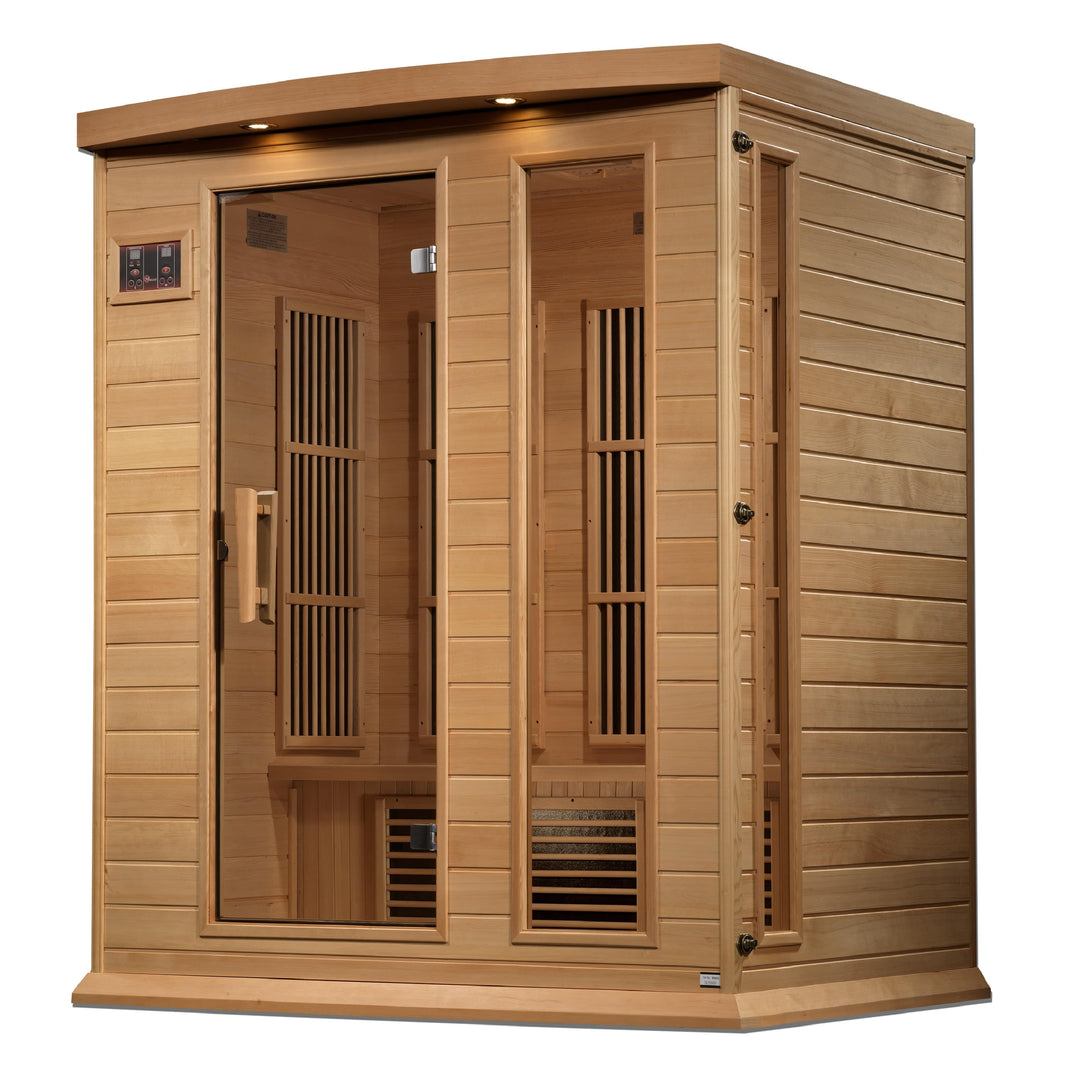 Golden Designs | Maxxus 3-Person Near Zero EMF FAR Infrared Sauna (Canadian Hemlock) | MX-K306-01-ZF HEM